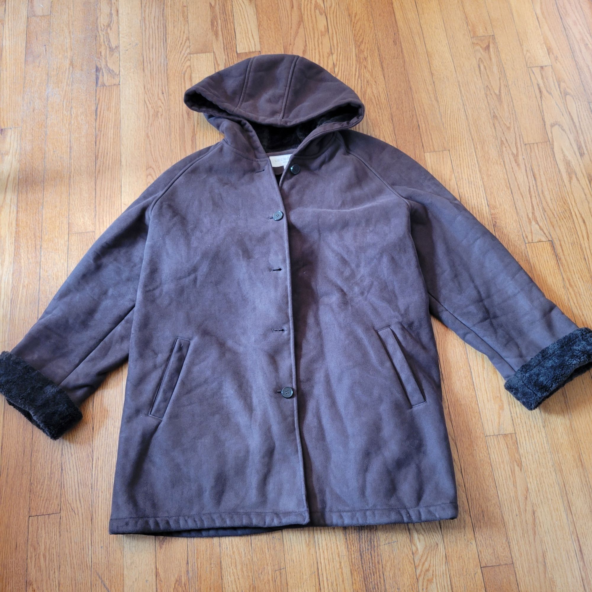 Vintage Liz Claiborne 3X Hooded Faux Fur Lined Brown Moleskin Ranche Size 3XL / US 20-22 - 1 Thumbnail