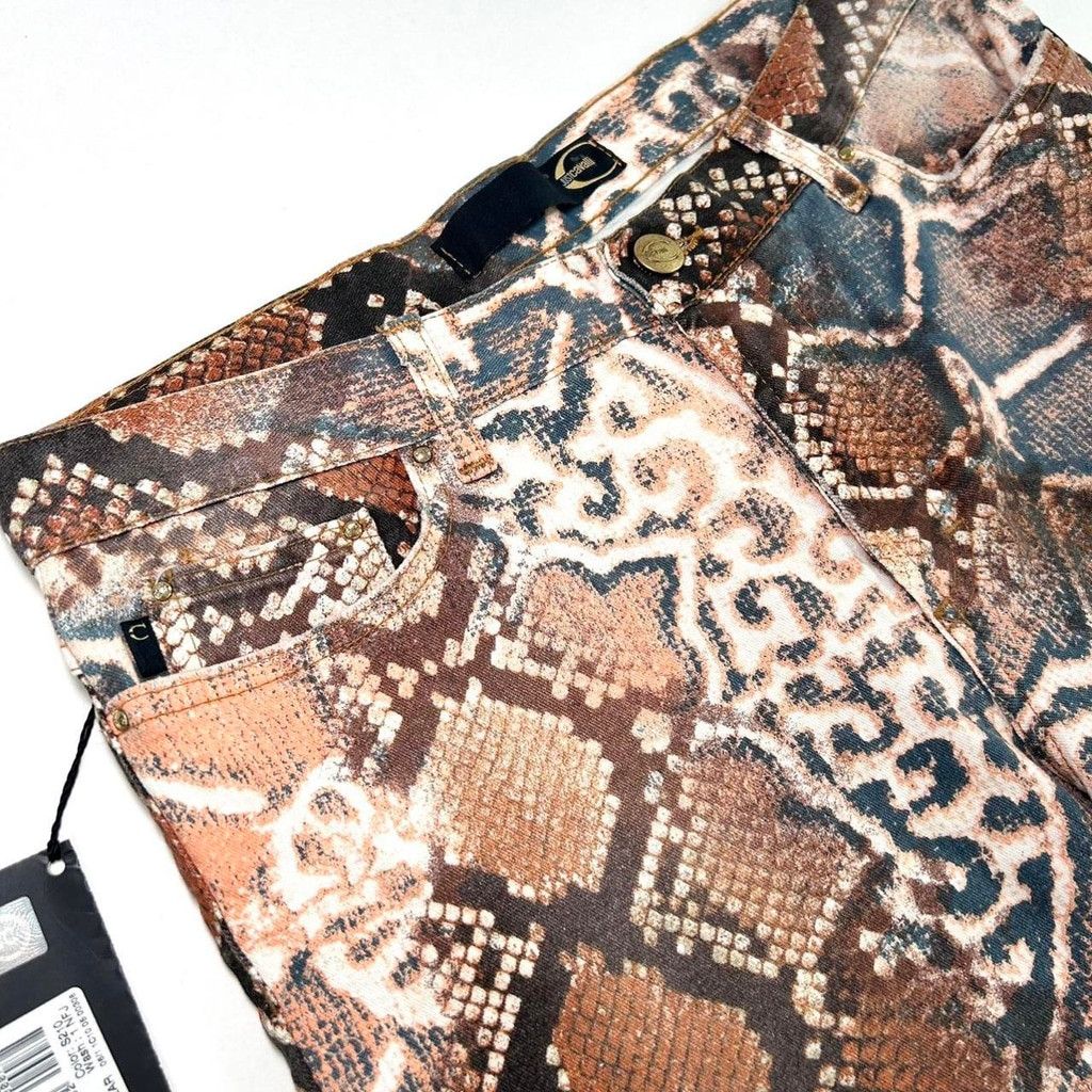 Just Cavalli NWT y2k Cavalli orange and blue snakeskin geometric jeans Size 30" / US 8 / IT 44 - 6 Thumbnail