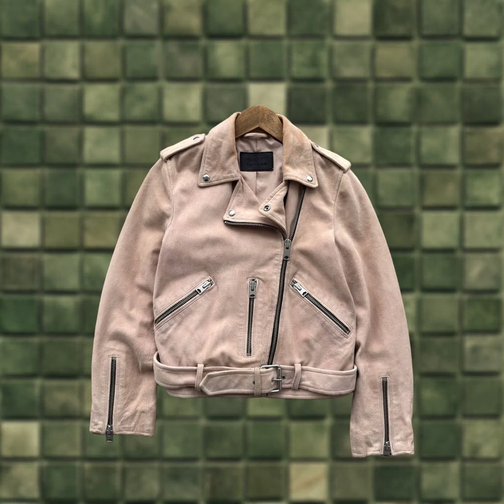 Allsaints VINTAGE AllSaints Suede Balfern Biker Jacket Womens Pink Size M UK 10 US 6 EU 38 80s 90s Casual Streetwear Leather Jacket Womens Size M / US 6-8 / IT 42-44 - 1 Thumbnail