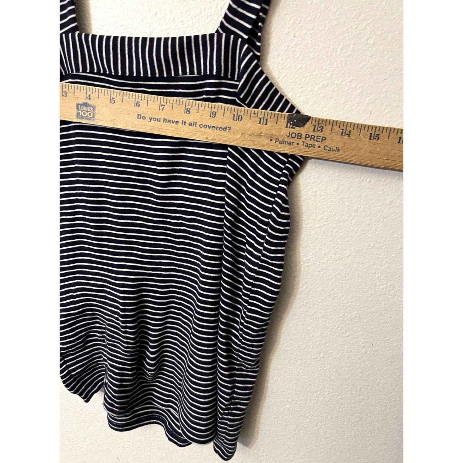 Ann Taylor VINTAGE LOFT Soft XS Navy Blue Striped Blouse Sleeveless Tank Pullover Shirt Size XS / US 0-2 / IT 36-38 - 5 Thumbnail
