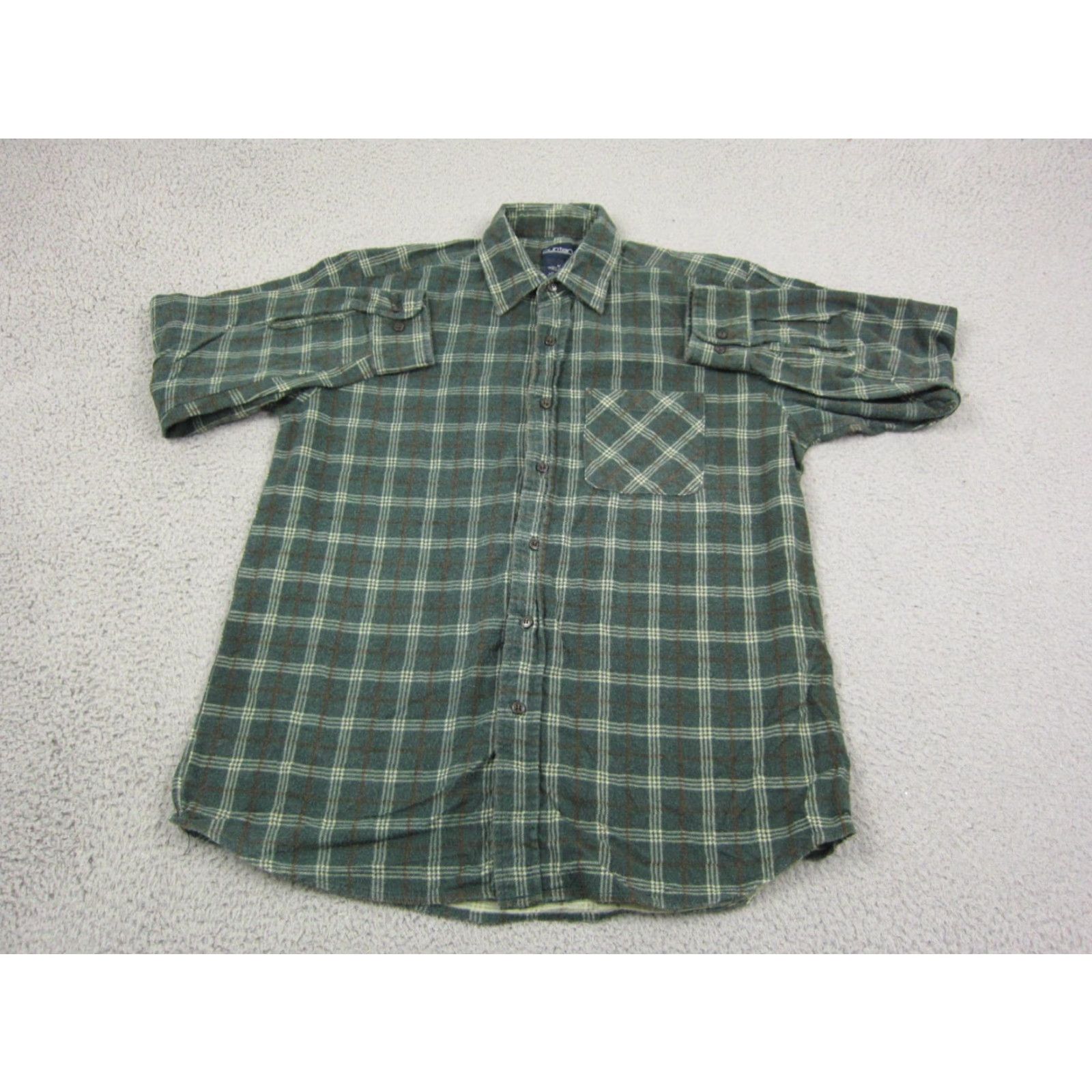 Vintage Puritan Shirt Button-Up Green Plaid Cotton Flannel Vintage Adult M Mens 90s Retro Modern Casual Shirt Size US M / EU 48-50 / 2 - 2 Thumbnail