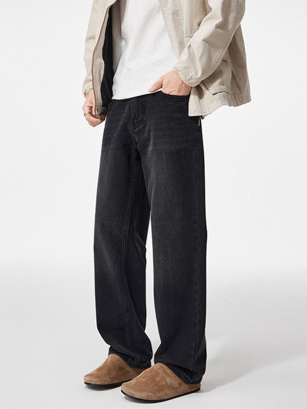 Japanese Brand Men's Retro Black Loose Straight Leg Jeans y2k Size US 32 / EU 48 - 2 Thumbnail