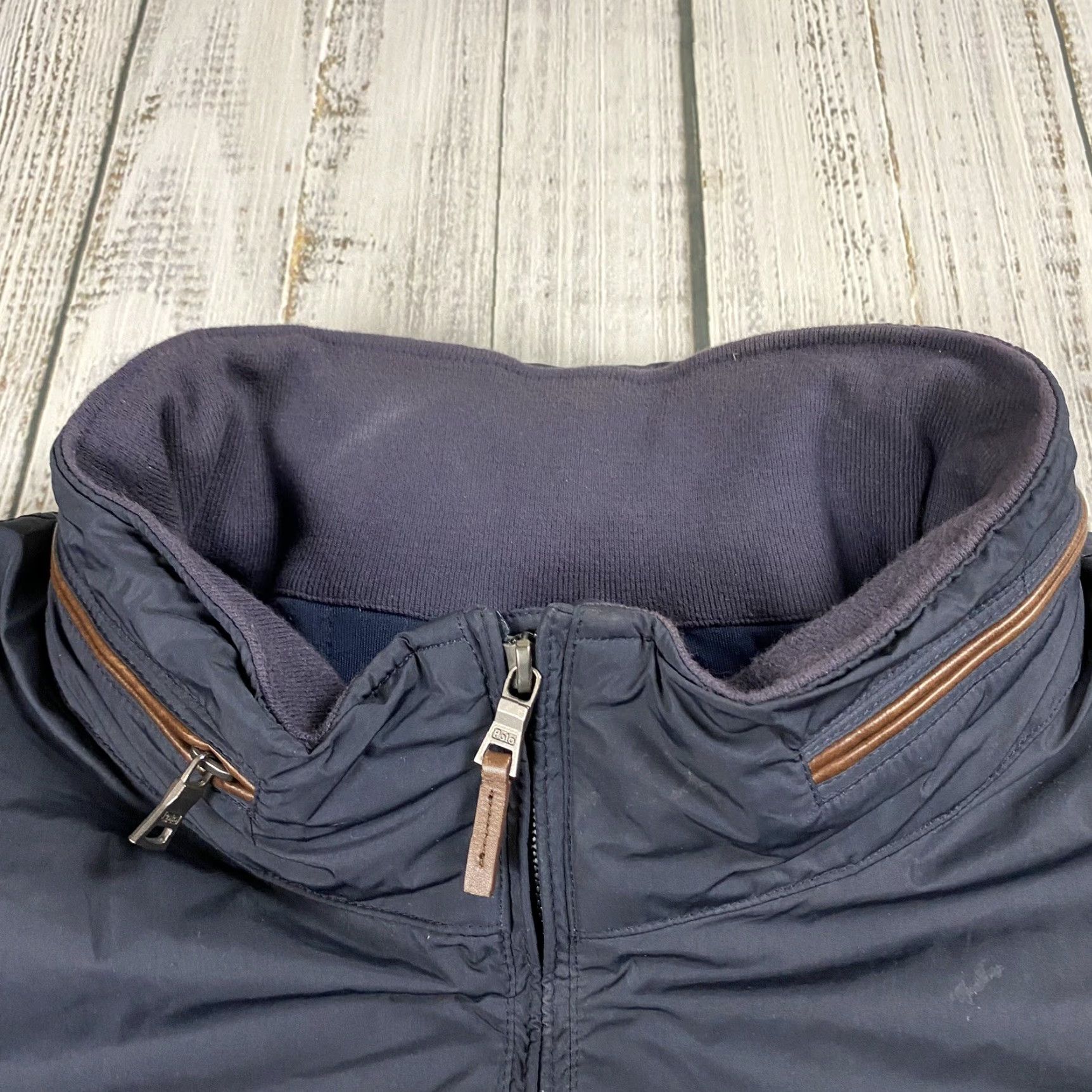 Polo Ralph Lauren VINTAGE Polo Ralph Lauren Puffer Equestrian Jacket 4XB BIG Navy Leather Trim Hooded Calf Leather Zipper Pockets Logo -Mens- Size US XXL / EU 58 / 5 - 6 Thumbnail