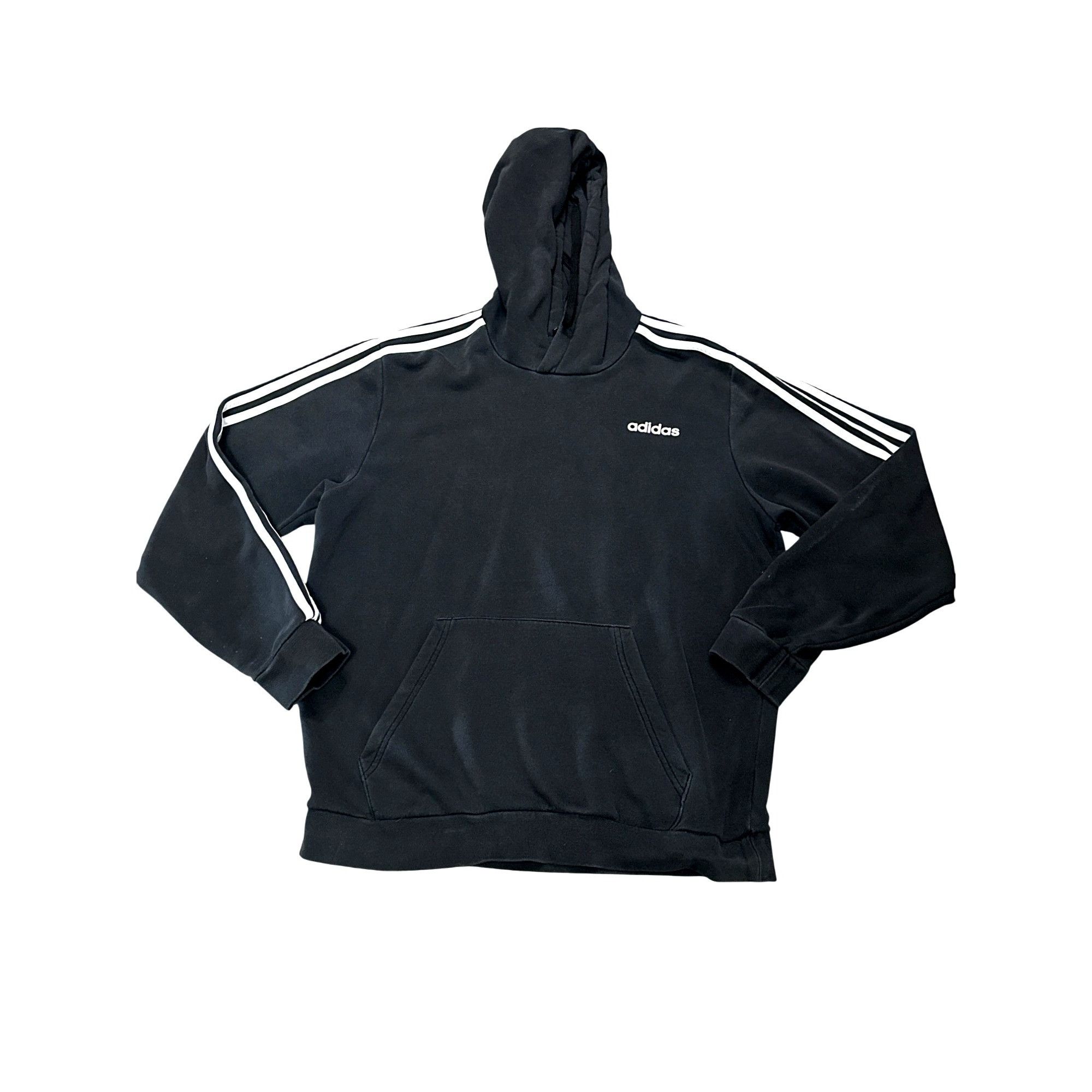 Adidas Adidas Black Hoodie White Stripes Kangaroo Pocket Drawstring Size US L / EU 52-54 / 3 - 8 Thumbnail