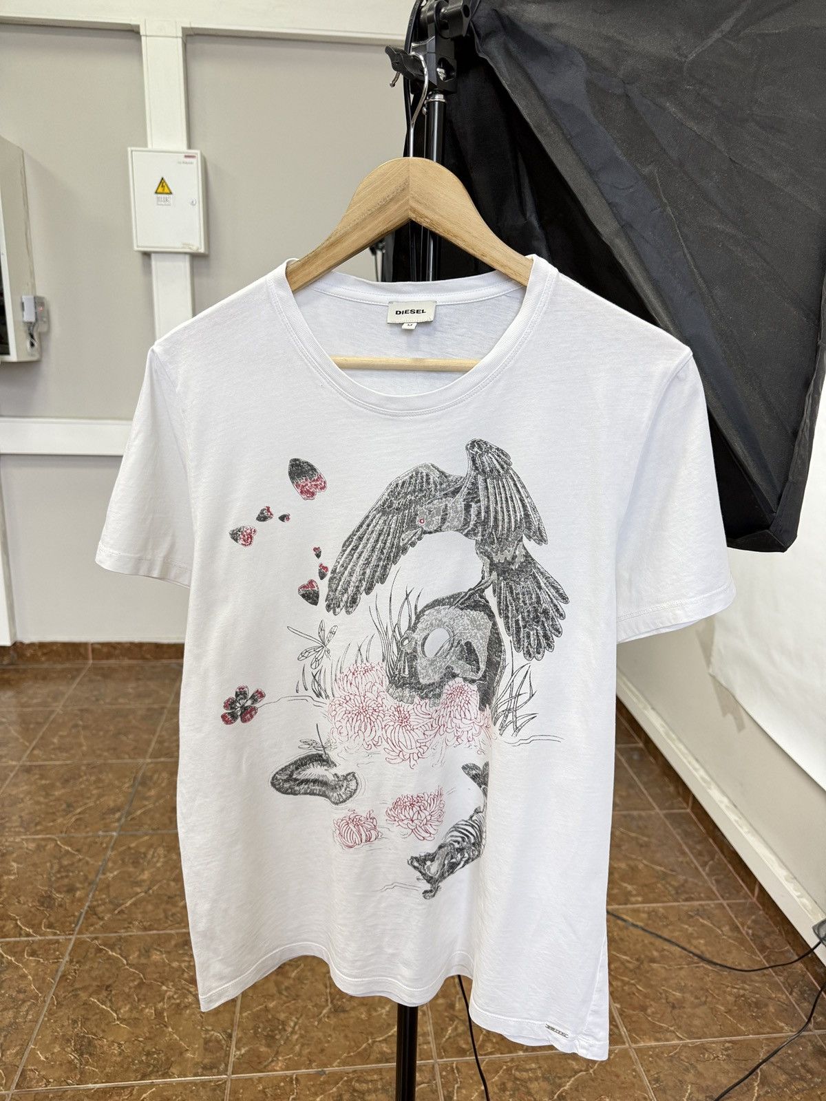 Diesel 🇺🇸💀🐦‍⬛ Y2K Diesel Skull Crow T-Shirt Retro Rare Size US M / EU 48-50 / 2 - 1 Thumbnail