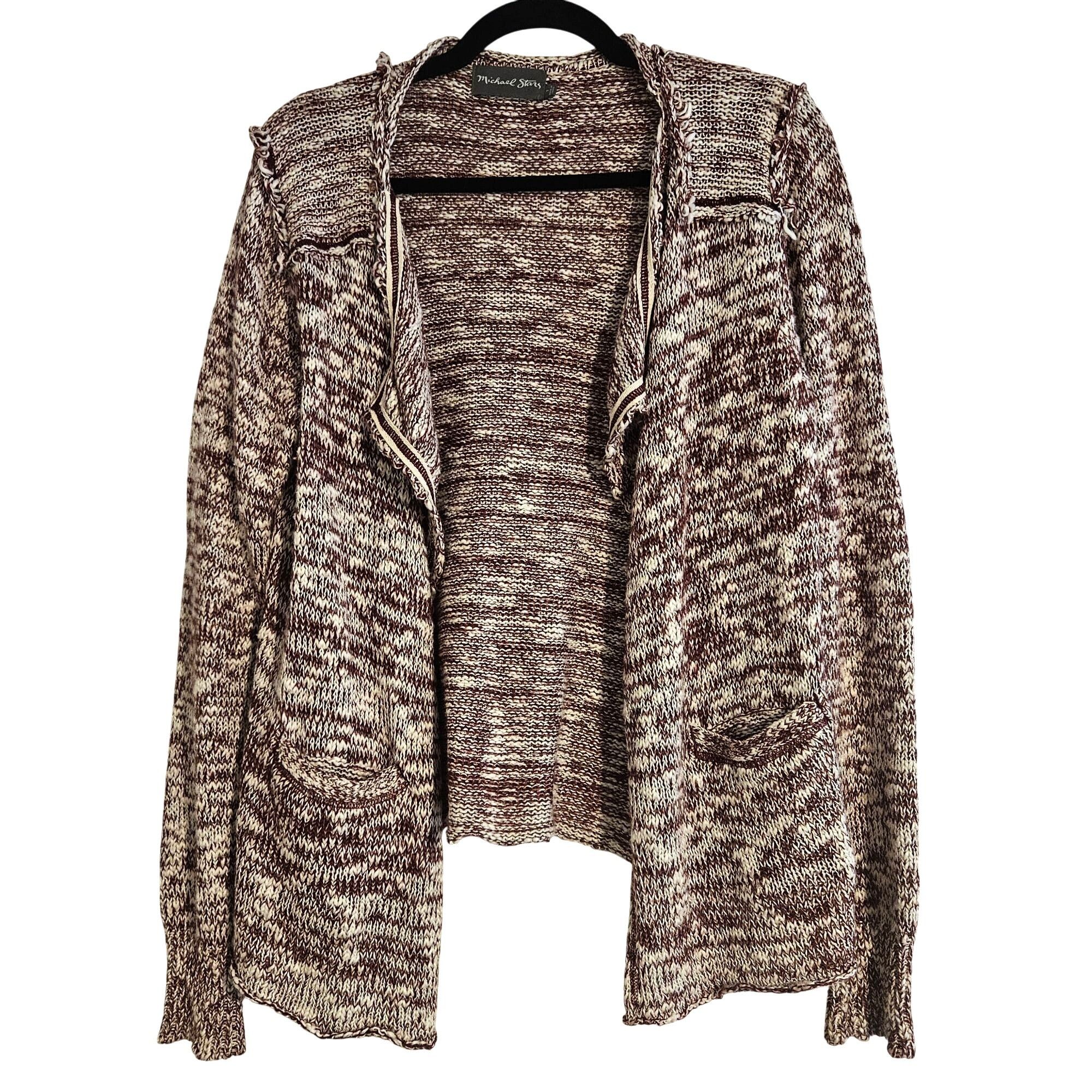 Michael Stars Michael Stars Burgundy Cream Knit Cardigan 1 Grunge, Coffeec Size S / US 4 / IT 40 - 2 Thumbnail