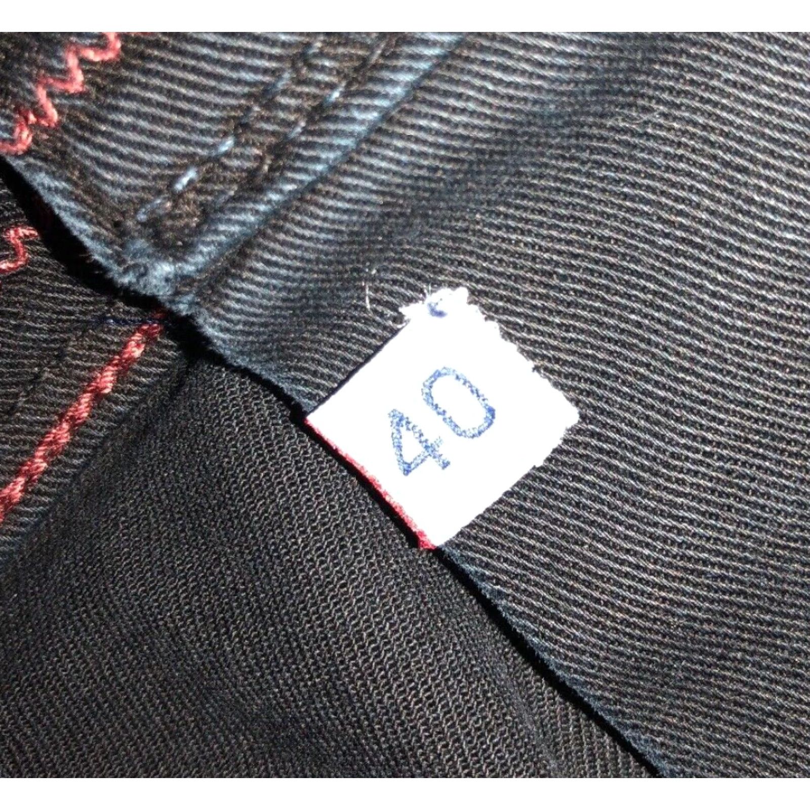 Vintage Creation Francaise Mens Black Distressed Straight Jeans 40 x 33 Button Fly Mens Size US 40 / EU 56 - 7 Thumbnail