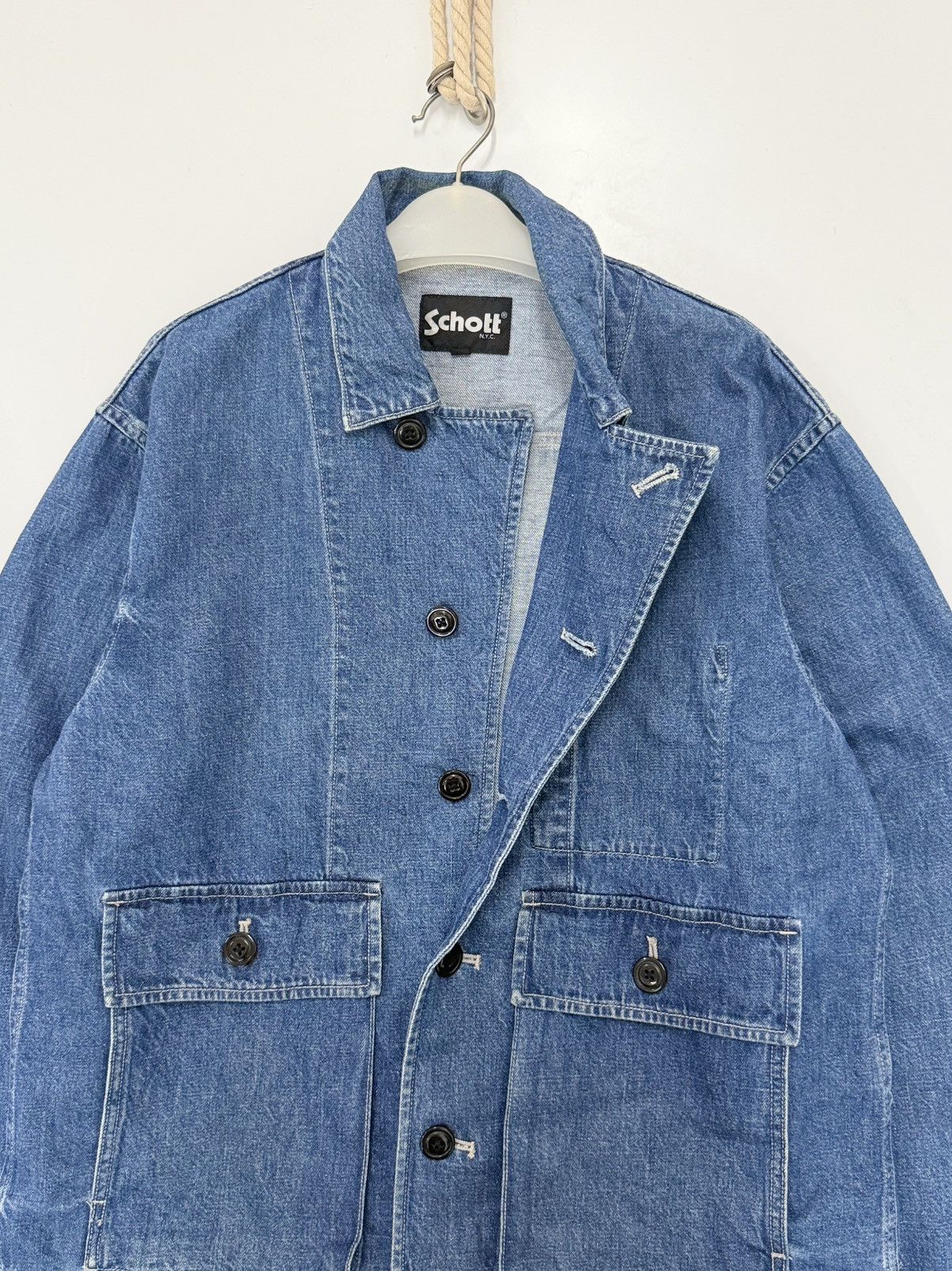 Schott 🔥 SCHOTT N.Y.C Amekaji Japan Denim Style Chore Jacket - L Size US L / EU 52-54 / 3 - 9 Thumbnail