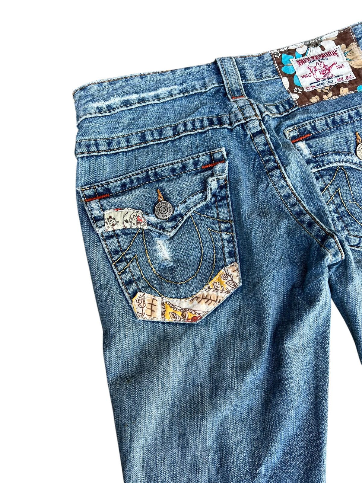 True Religion × Vintage 2000s True Religion Woodstock Patchwork Denim Bootcut Jeans Size 27" / US 4 / IT 40 - 16 Thumbnail