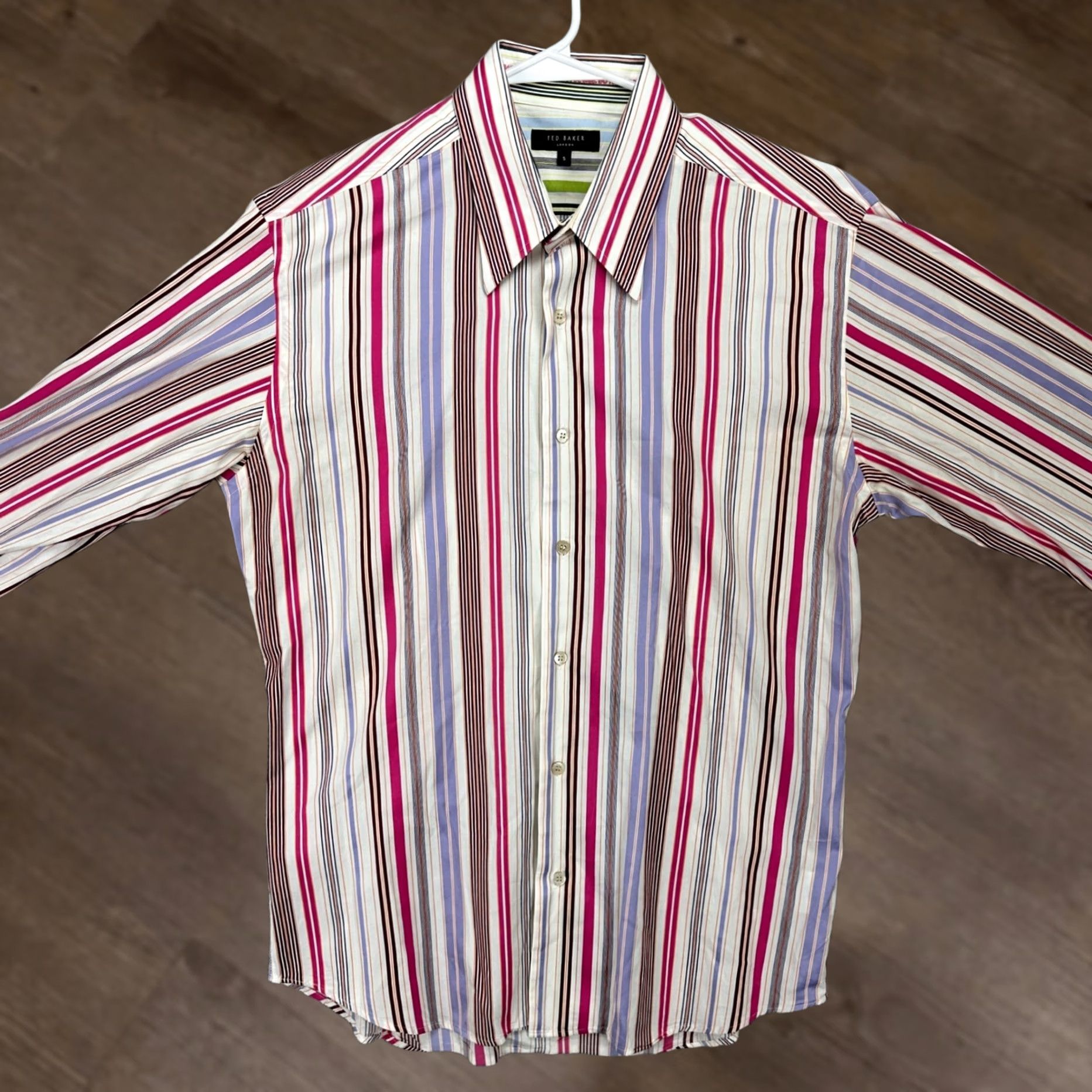 Ted Baker Ted Baker London Men Button Up Dress Shirt Multicolor Stripe French Cuff 100% Cotton XL Regular Size Mens Shirt Size 46R - 1 Thumbnail