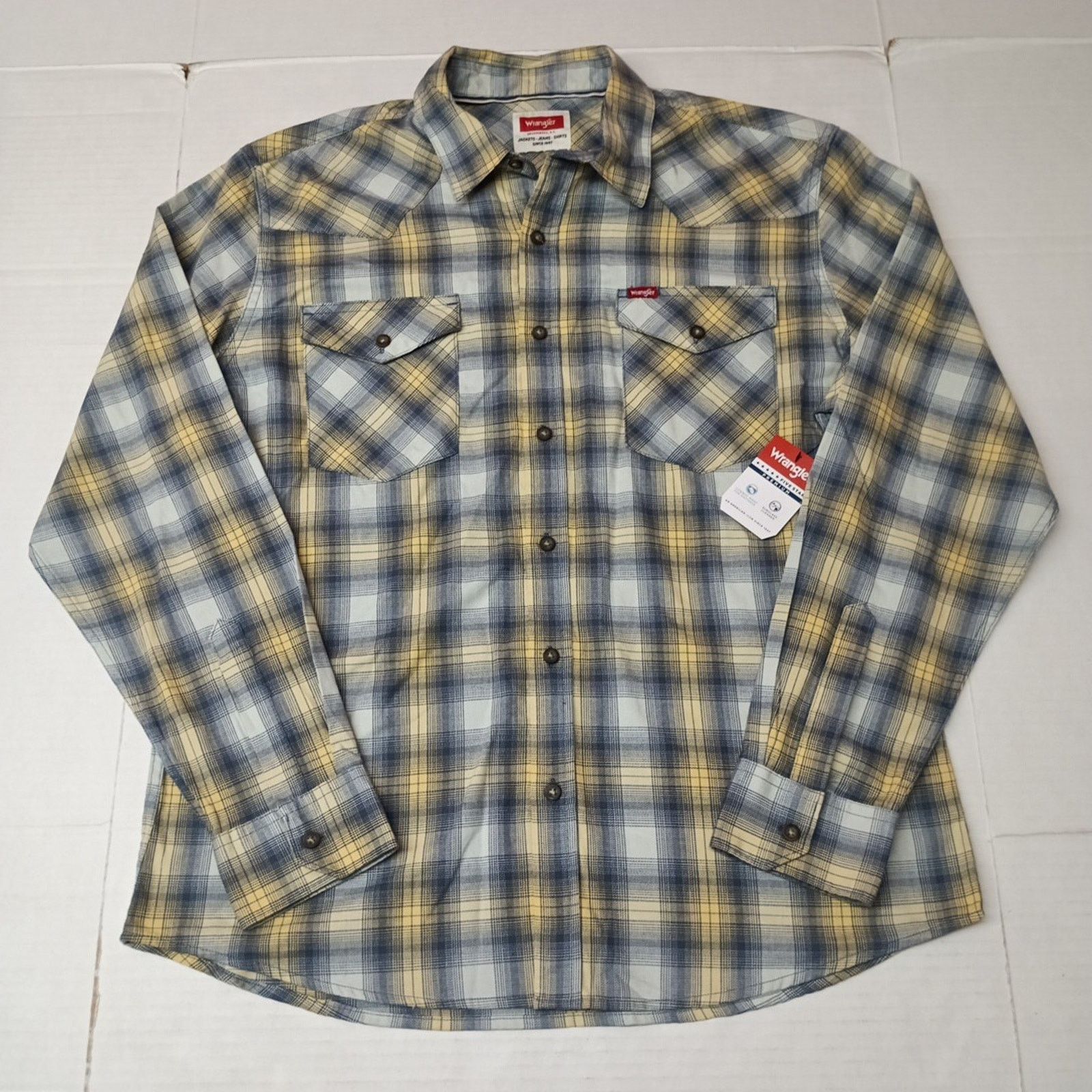 Wrangler Wrangler Cowboy Wash Shirt Mens Size L Sky Blue Yellow Plaid Size US L / EU 52-54 / 3 - 1 Thumbnail