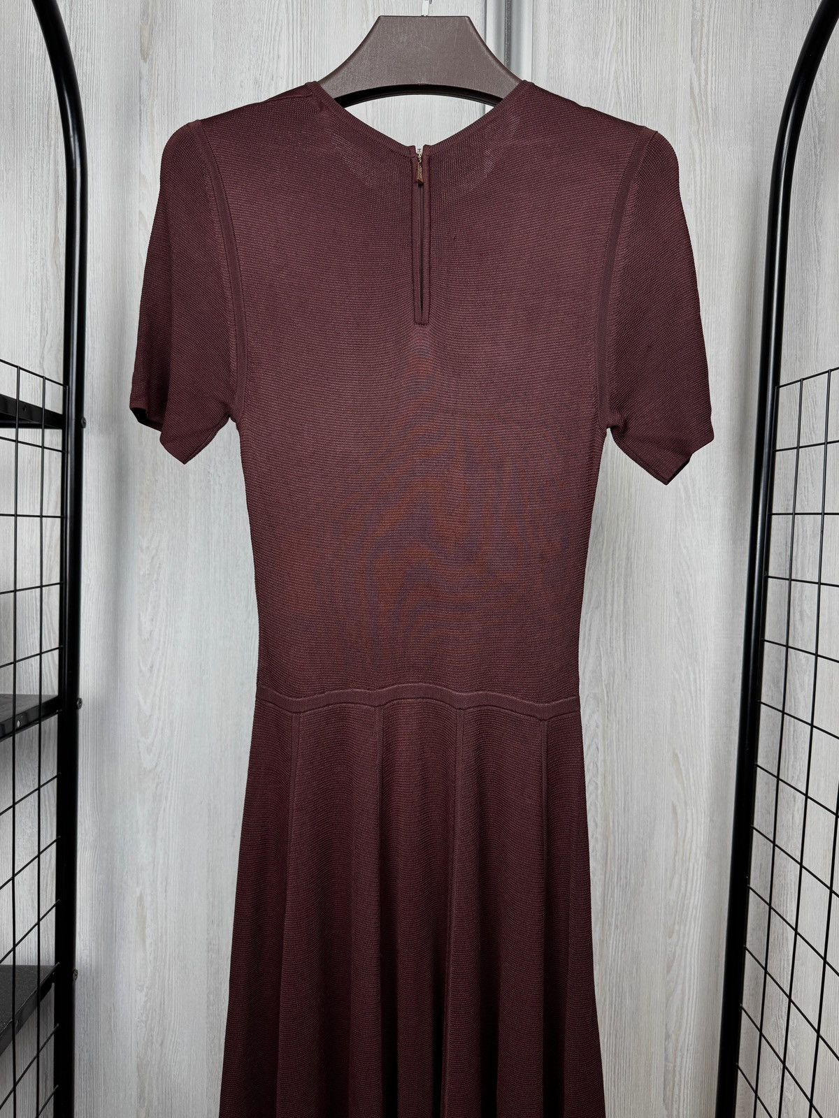 Women's Jason Wu Burgundy Short Sleeve Fit Flared Knit Dress