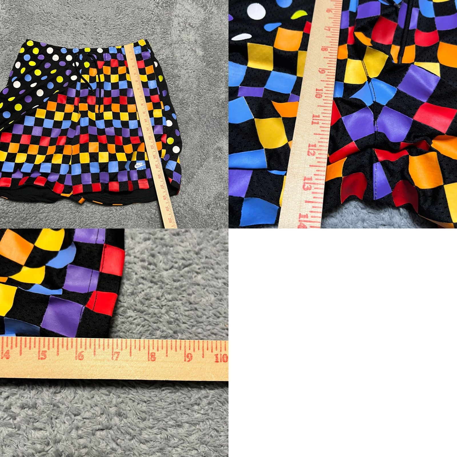 Jordan Brand Nike Air Jordan Shorts Mens Medium Retro 3 Rainbow AOP Checkerboard Gym Size US 31 - 8 Thumbnail