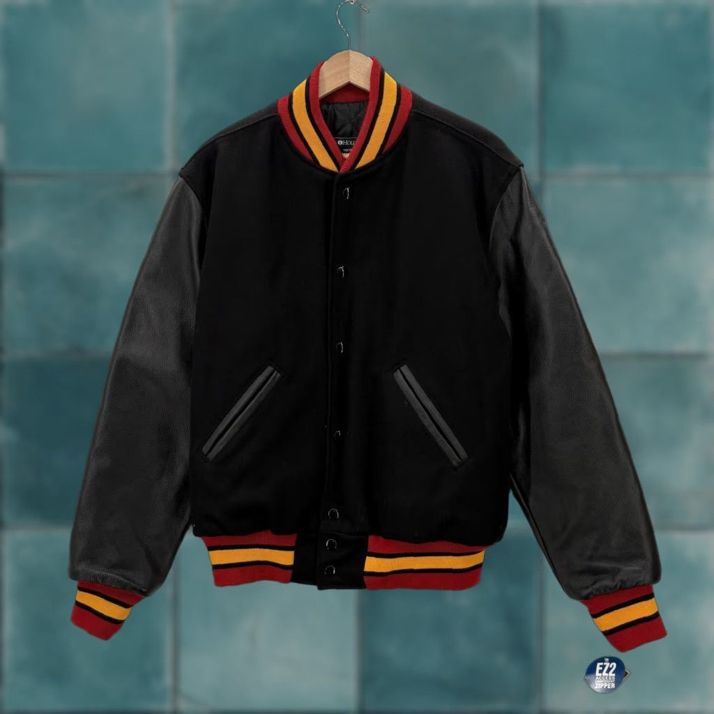 Holloway Holloway Varsity Jacket Mens Small Black Wool Leather Sleeves Striped Letterman Size US S / EU 44-46 / 1 - 1 Thumbnail