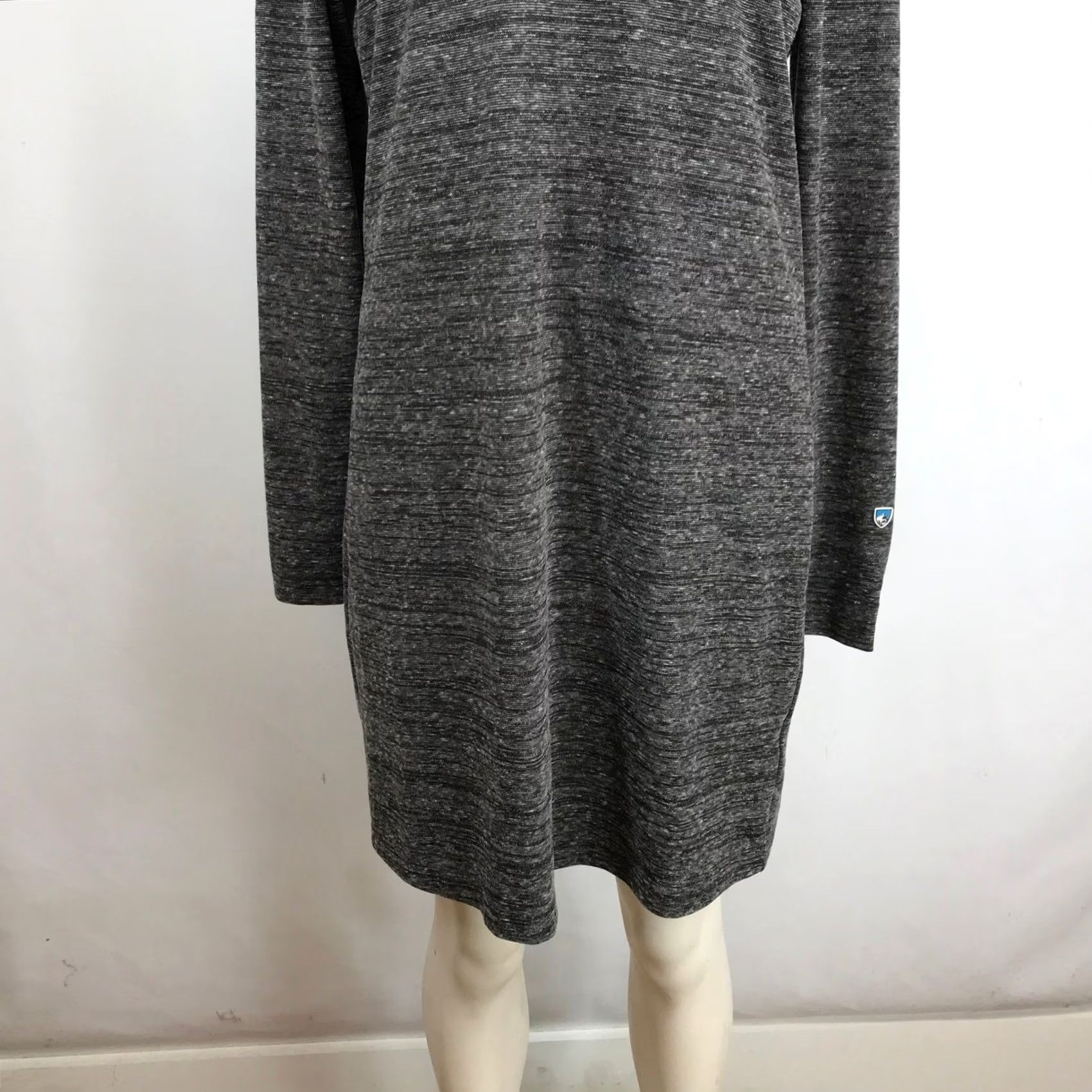 Vintage Kuhl Womens Gray Heathered Hooded V-Neck Long Sleeve Sweater Dress M Gray Hoodie Sweater Dress Womens Size M / US 6-8 / IT 42-44 - 3 Thumbnail