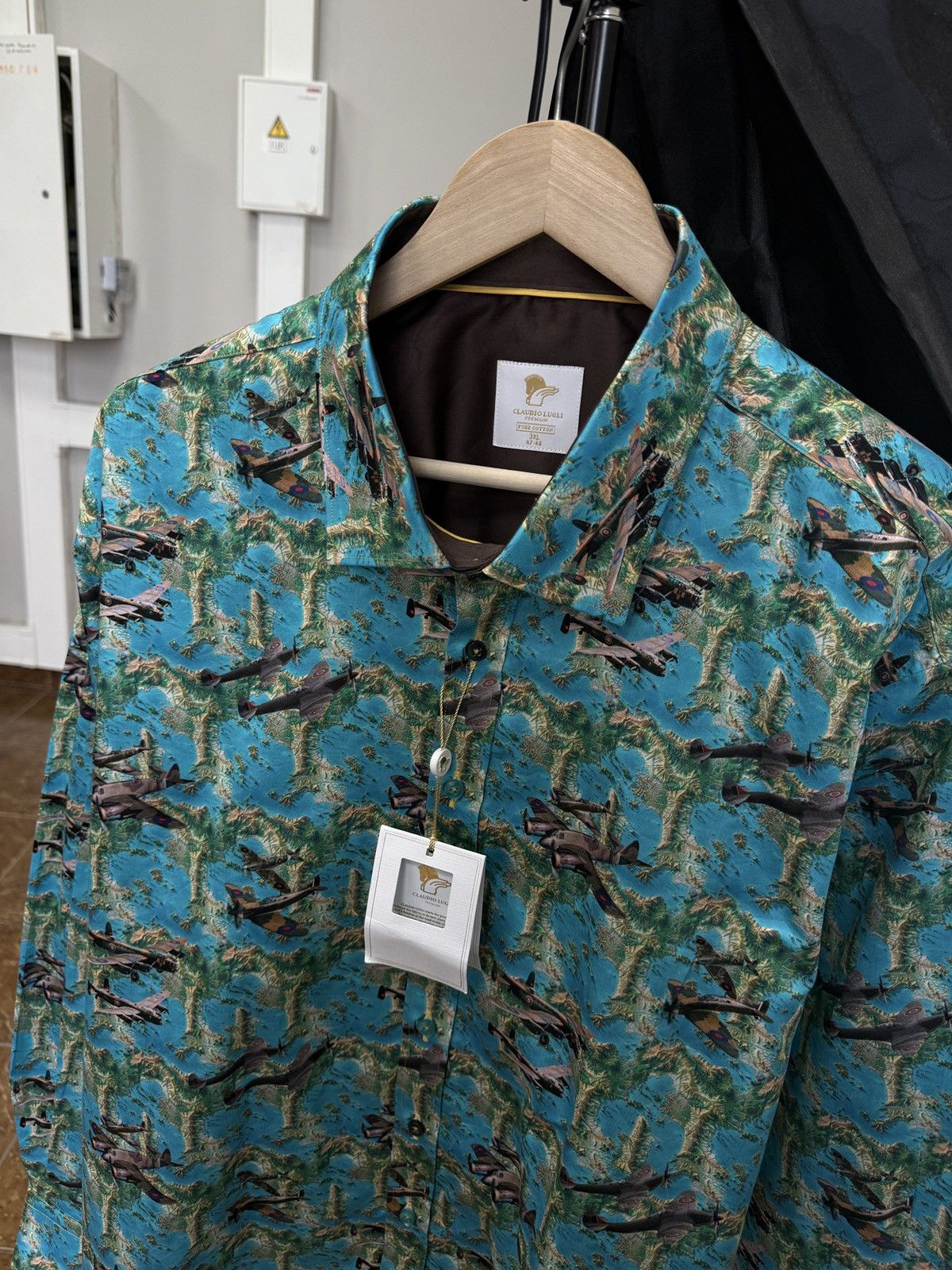 Other ❗️NEW 🇮🇹 Claudio Lugli Lancaster Sky Airplane Luxury Shirt Size US XXL / EU 58 / 5 - 1 Thumbnail