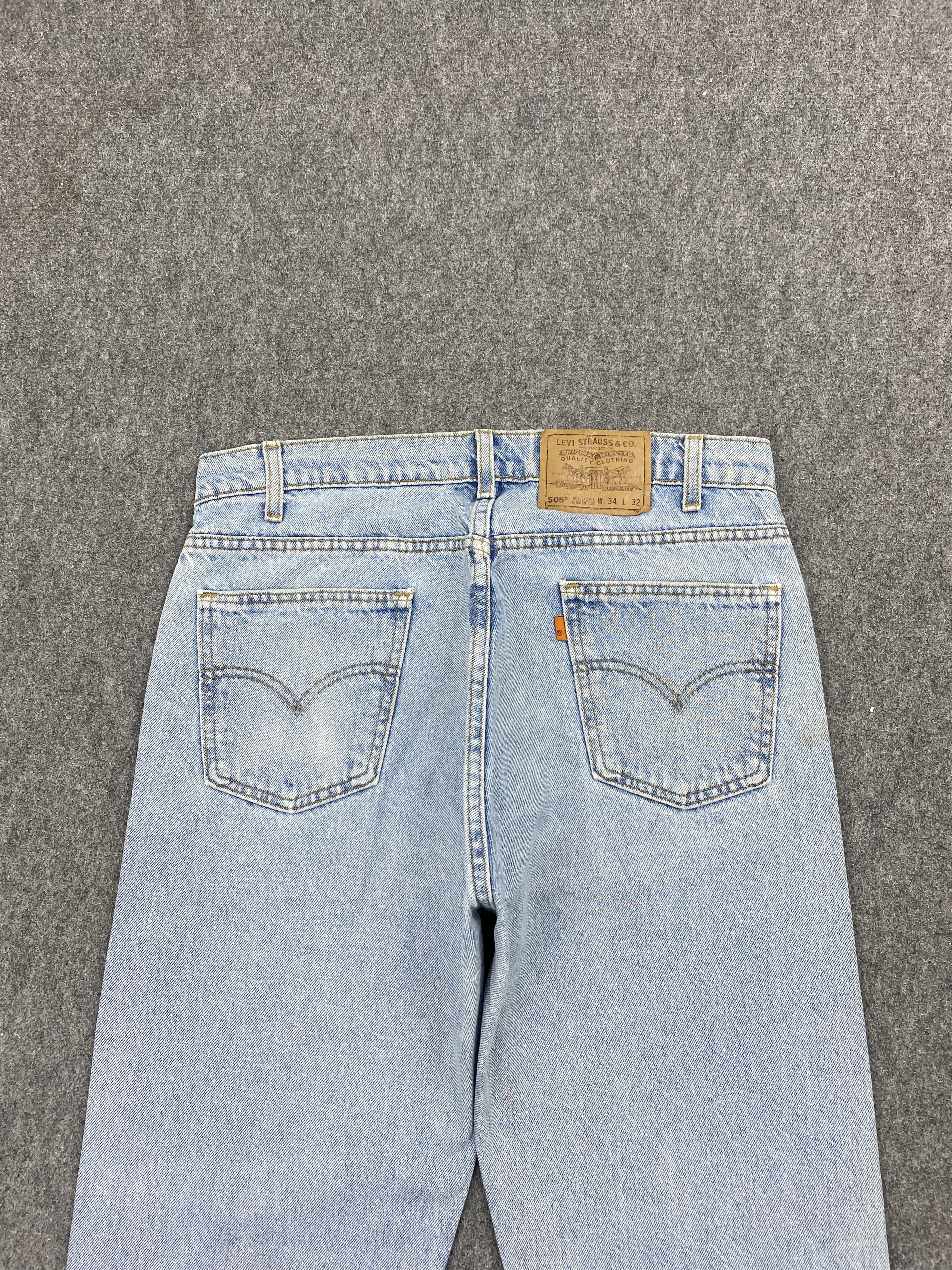 Levi's × Vintage Vintage 90s Levi's 505 Light Washed Orange Tab Jeans Size US 33 - 4 Thumbnail