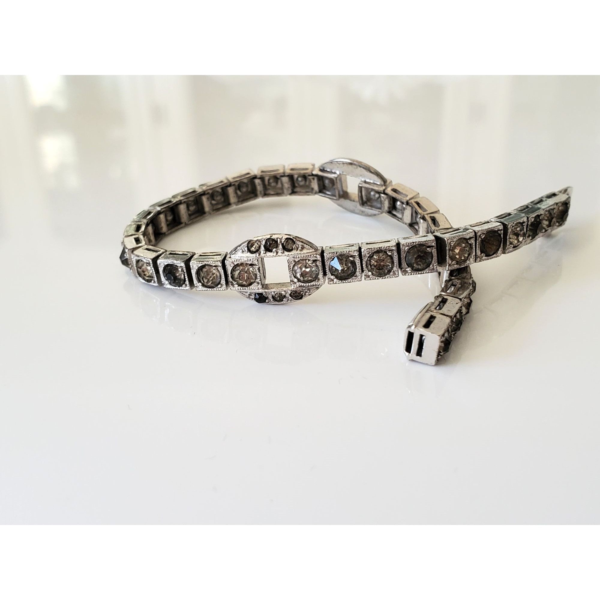 Vintage Vintage 1940s Dorson Sterling Silver Rhinestone Bracelet Size ONE SIZE - 1 Thumbnail