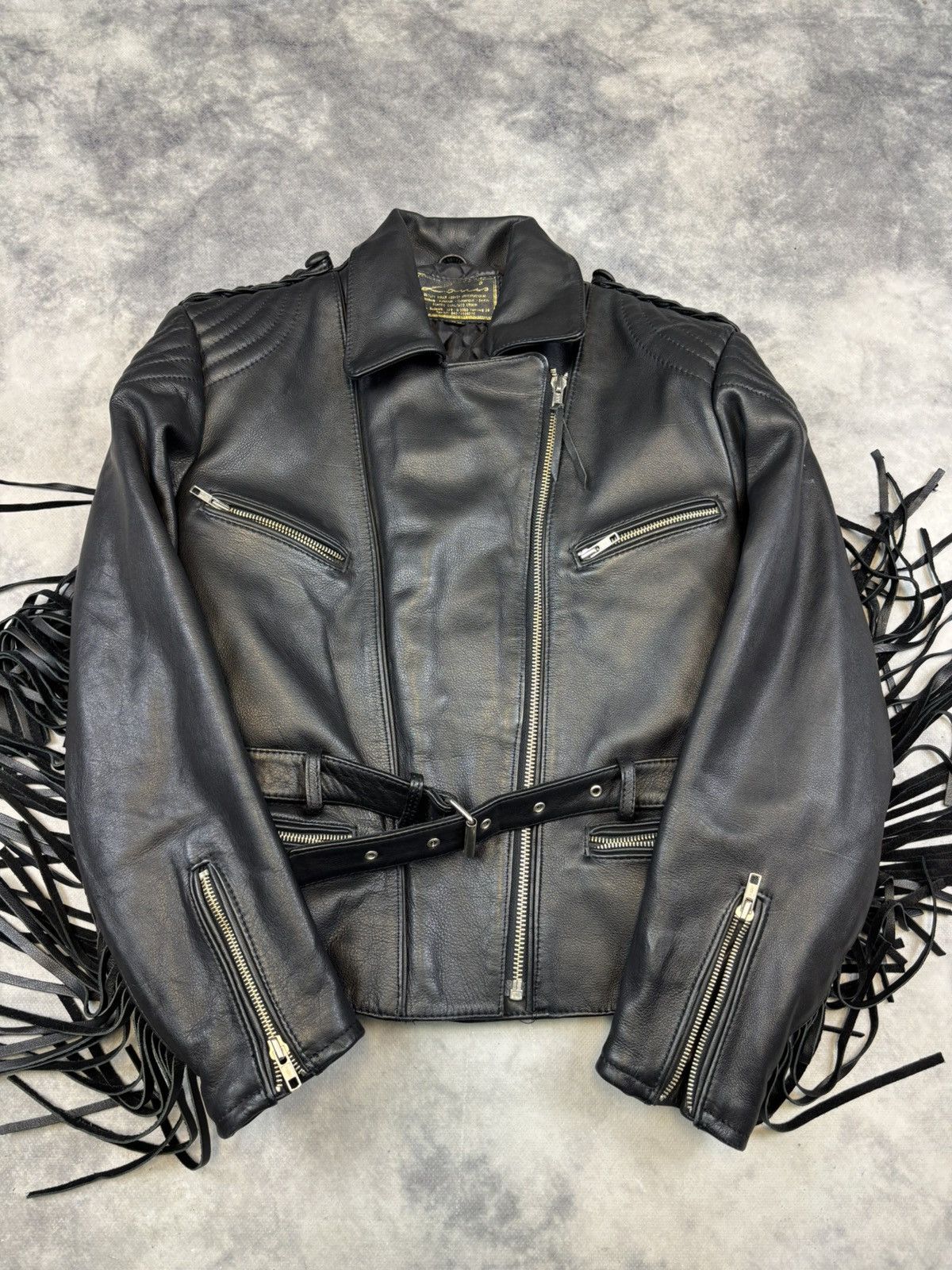 Moon Boot Vintage 90s Leather Moto Riders Punk Jacket Fringles Cowboy Size M / US 6-8 / IT 42-44 - 2 Thumbnail