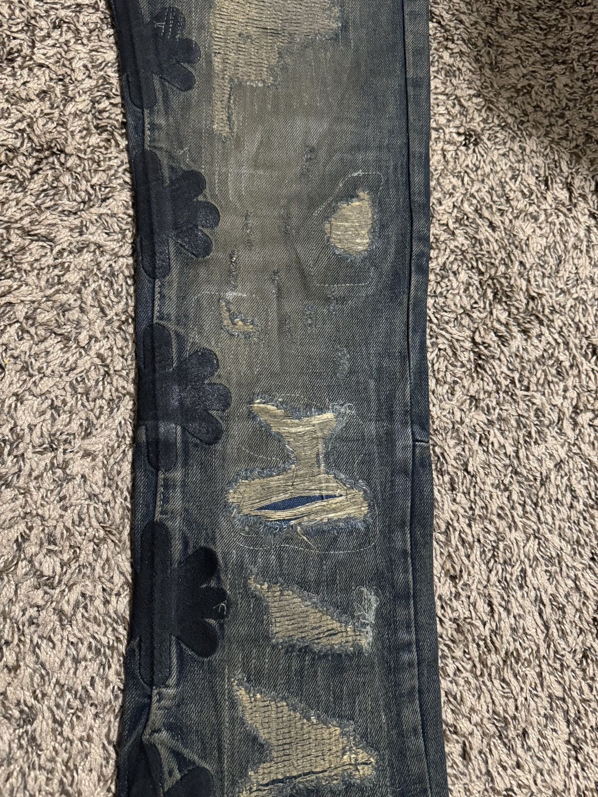 LOSTSHDWS LOST SHDWS Dstroy Waxed Sun Logo Denim "Black Indigo" Size US 30 / EU 46 - 4 Thumbnail
