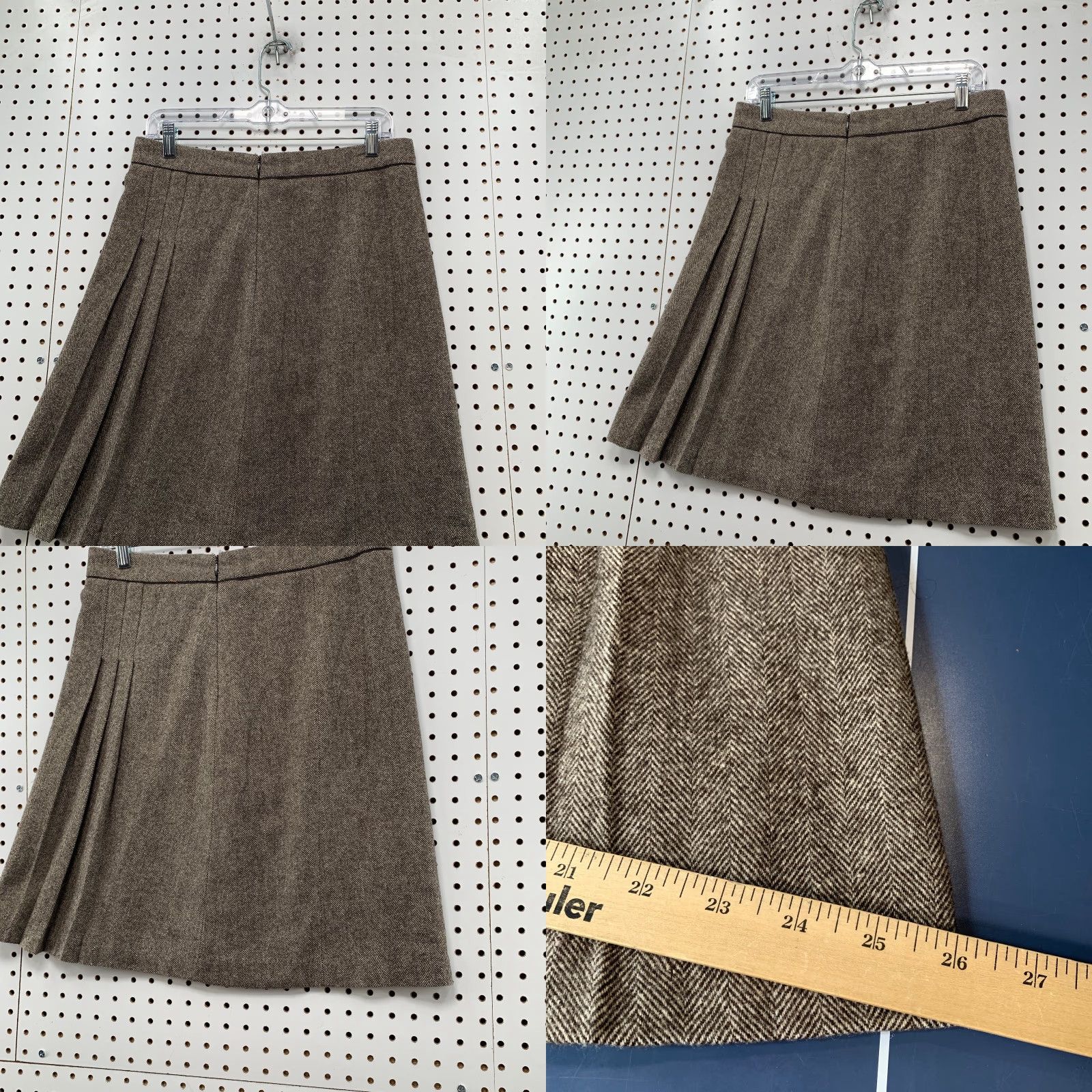 Banana Republic VINTAGE Banana Republic Wool Tweed Pleated Skirt Women 4 Brown Y2K School Work 30x22 Size 27" / US 4 / IT 40 - 8 Thumbnail