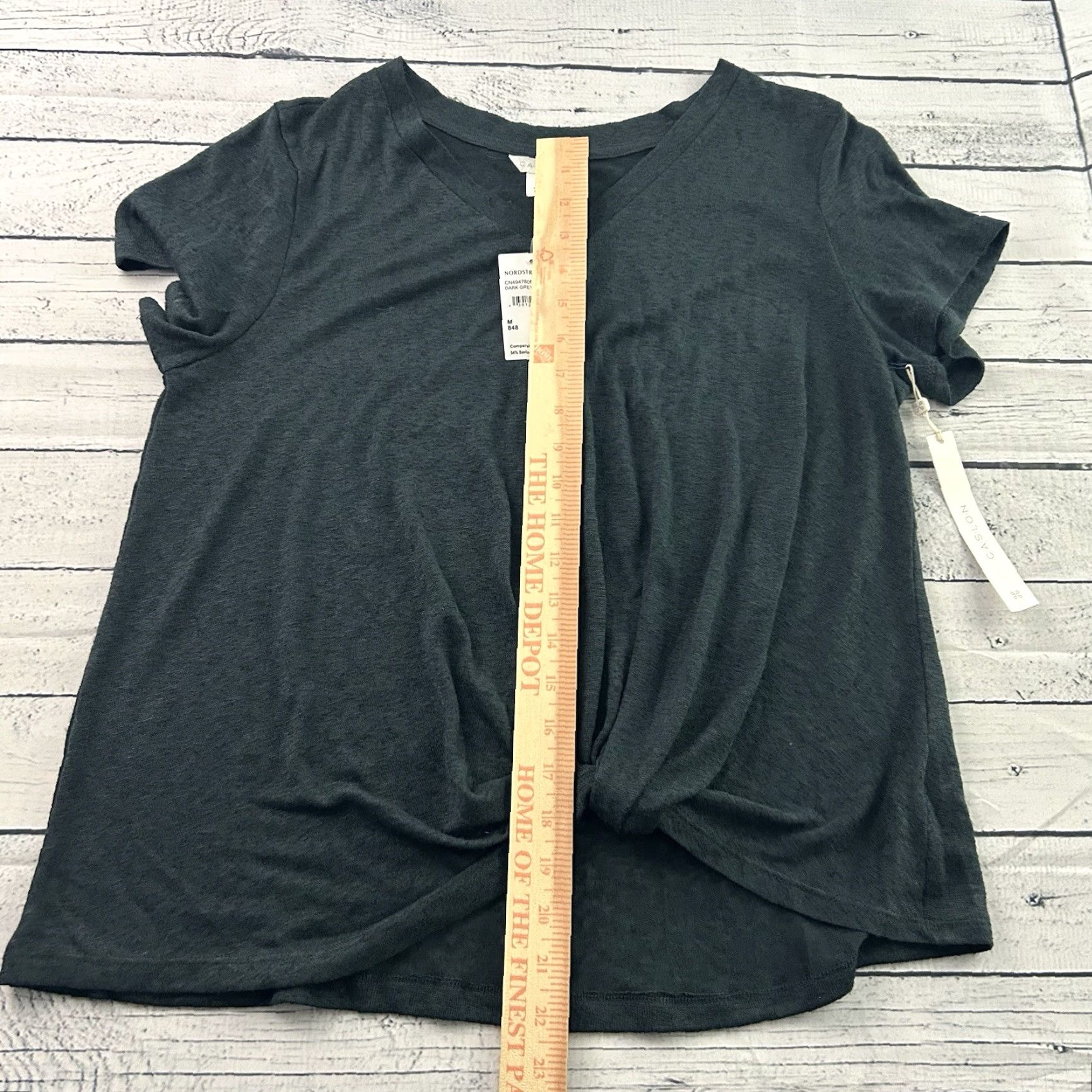 Vintage Caslon Women's T-Shirt V-Neck Short Sleeve M Dark Charcoal Grey Caslon Woman Shirt V-Neck M Gray 90s? Size M / US 6-8 / IT 42-44 - 5 Thumbnail