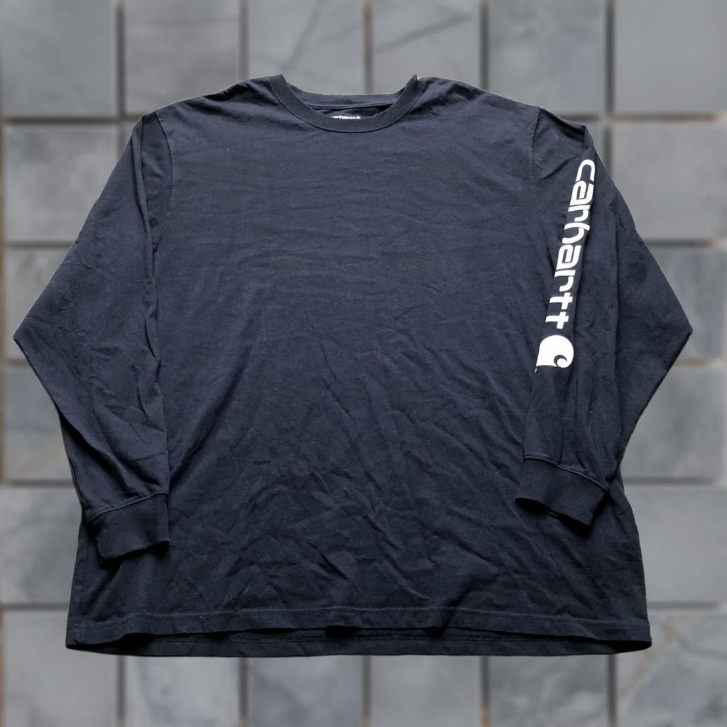 Carhartt Carhartt Shirt Mens 2XL Blue Loose Fit Long Sleeve Logo Workwear Crewneck Tee Size US XXL / EU 58 / 5 - 1 Thumbnail