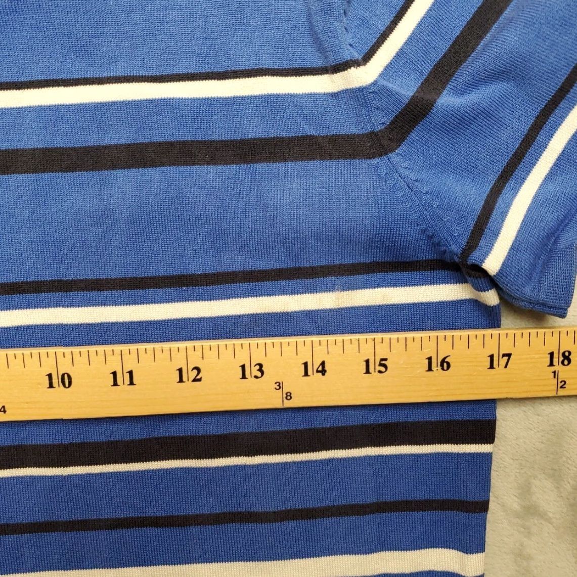 Pendleton VINTAGE Pendleton Shirt Women Small Blue Striped Knit Silk Blend Short Sleeve Minimalist Size S / US 4 / IT 40 - 5 Thumbnail