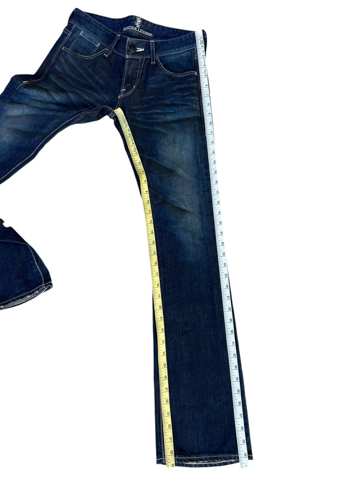 If Six Was Nine × Le Grande Bleu (L.G.B.) × Murder License Clawmark Waxed Denim Murder License Flare Jeans Size US 29 - 6 Thumbnail