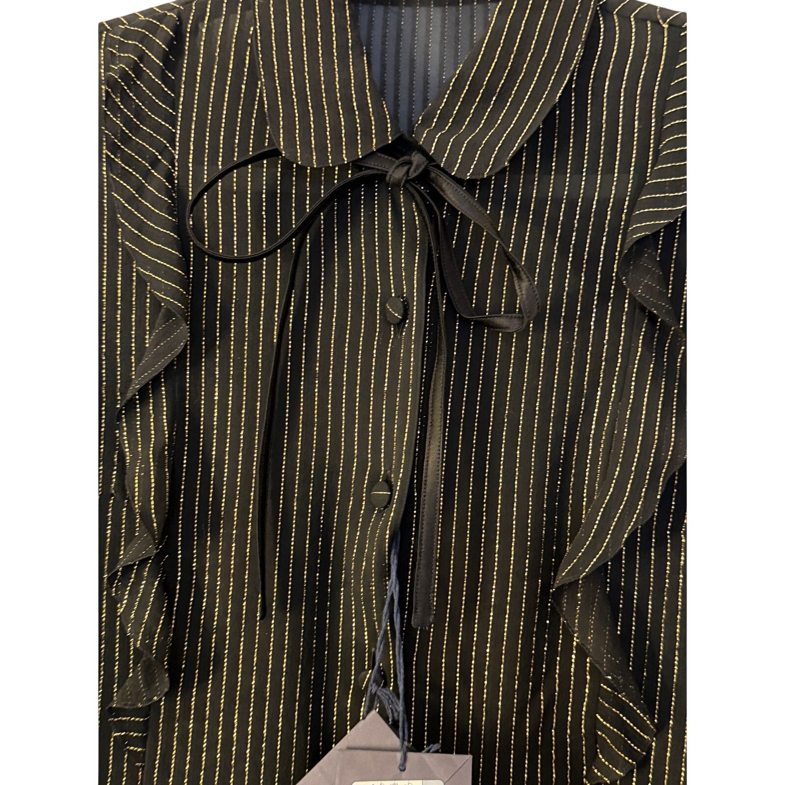 Prada Prada NWT Gold Metallic Striped Black Tunic Long Sleeves Size M / US 6-8 / IT 42-44 - 8 Thumbnail