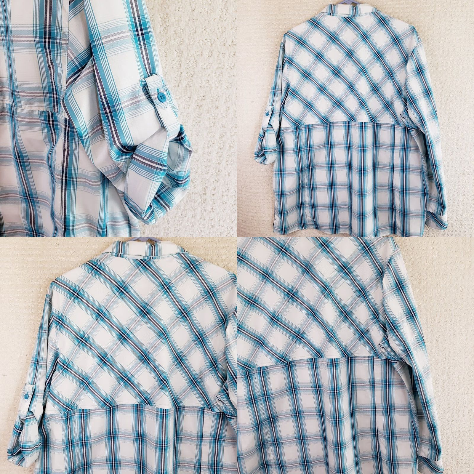 Vintage World Wide Sportsman Shirt Womens XXL Blue Plaid Nylon Roll Tab Sleeve Button-Up Size XXL / US 16-18 / IT 52-54 - 8 Thumbnail