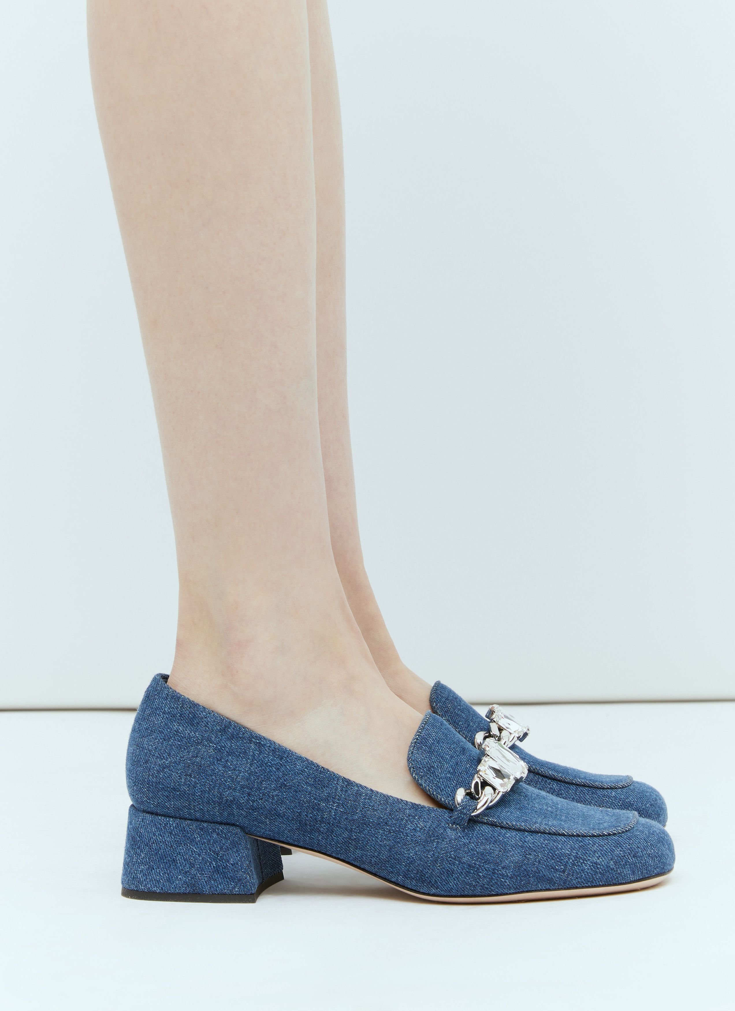 Miu Miu Crystal Embellished Denim Pumps Size US 9 / IT 39 - 1 Thumbnail