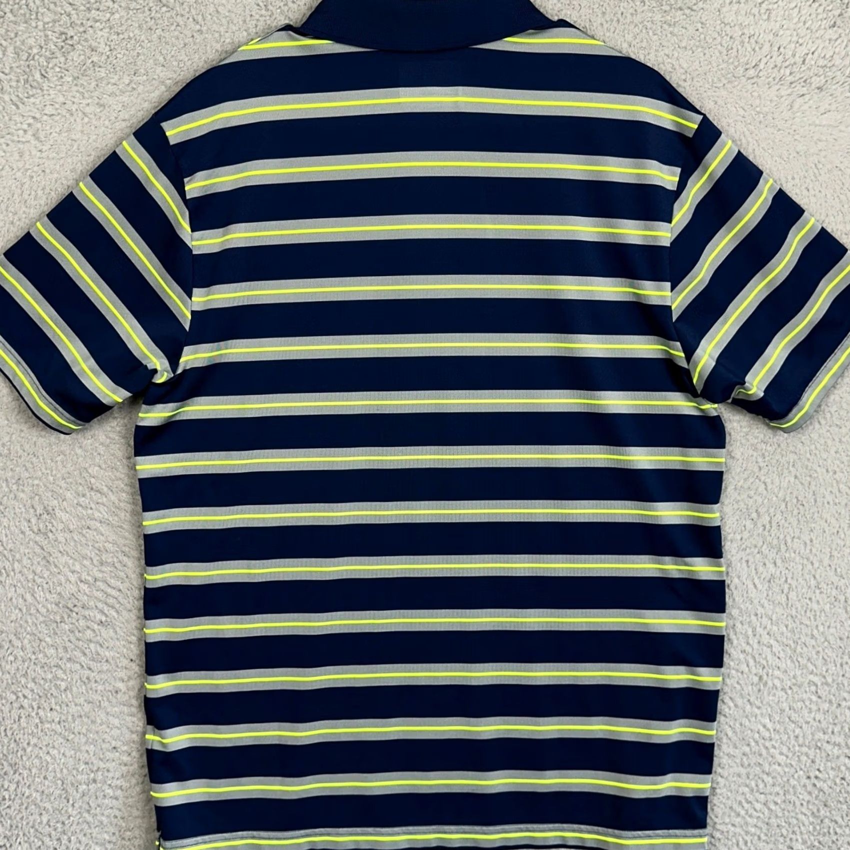 Under Armour Under Armour Polo Shirt Mens Large Blue Neon Green HeatGear Striped Golf Polo Shirt Mens Large Blue/Green HeatGear Size US L / EU 52-54 / 3 - 3 Thumbnail