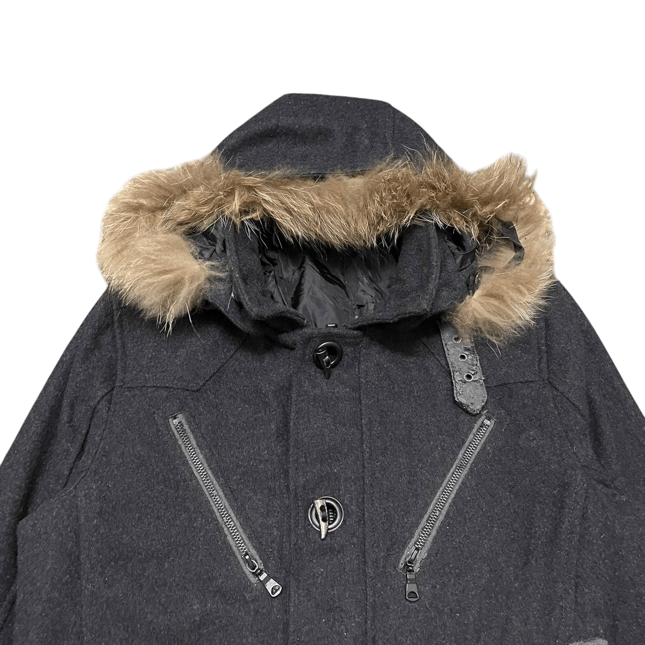 semanticdesign Semantic Design Wool Fur Hooded Jacket Size US M / EU 48-50 / 2 - 2 Thumbnail