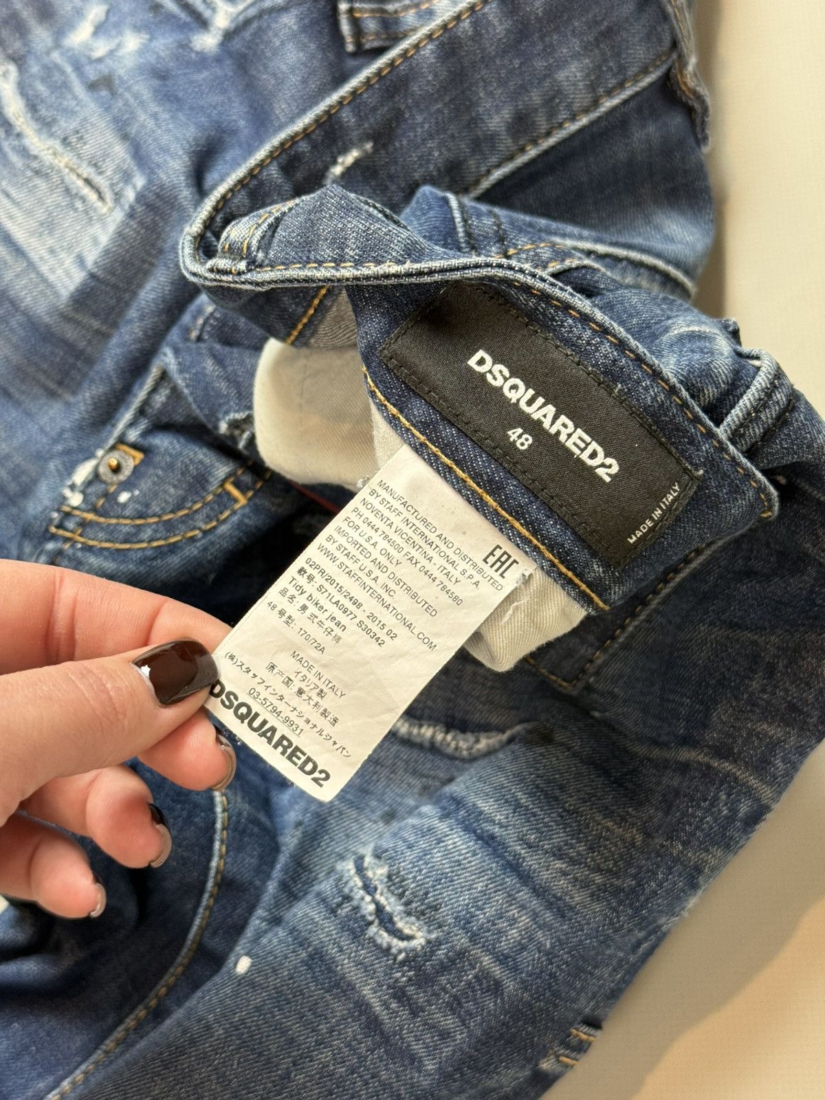 Dsquared2 Dsquared2 Men’s Distressed Denim Tidy Biker Jeans Size 48 Size US 32 / EU 48 - 14 Thumbnail