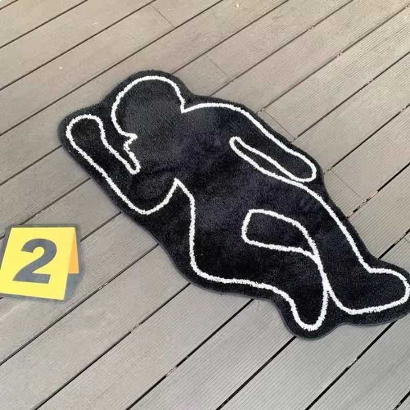 Handmade Handmade Design Humanoid Crime Scene Rug Carpet Size ONE SIZE - 3 Thumbnail