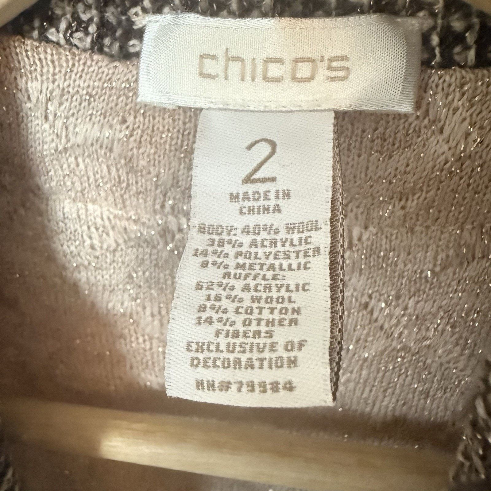 Chicos Chicos Wool Cardigan Ruffle Textured Classic Career Sweater Size L / US 10 / IT 46 - 3 Thumbnail