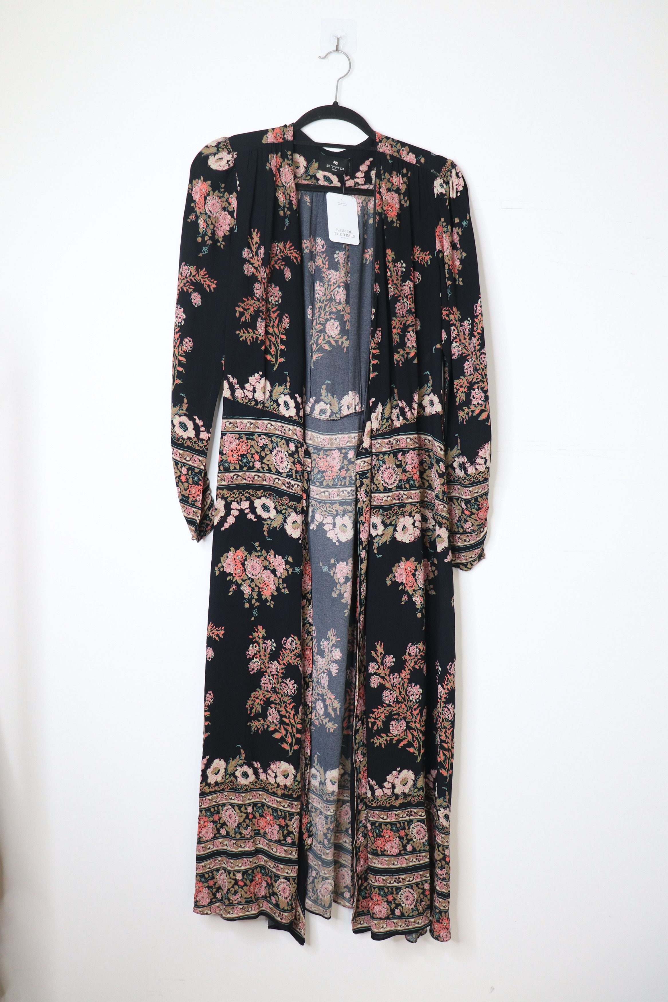 Etro Black floral wrap midi dress - UK 14 Size L / US 10 / IT 46 - 1 Thumbnail