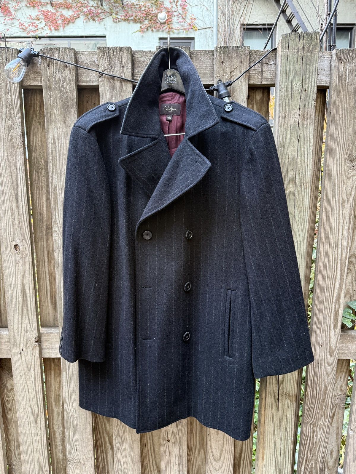 Cole Haan Cole Haan Pinstriped Double Breasted Coat Size US L / EU 52-54 / 3 - 1 Thumbnail