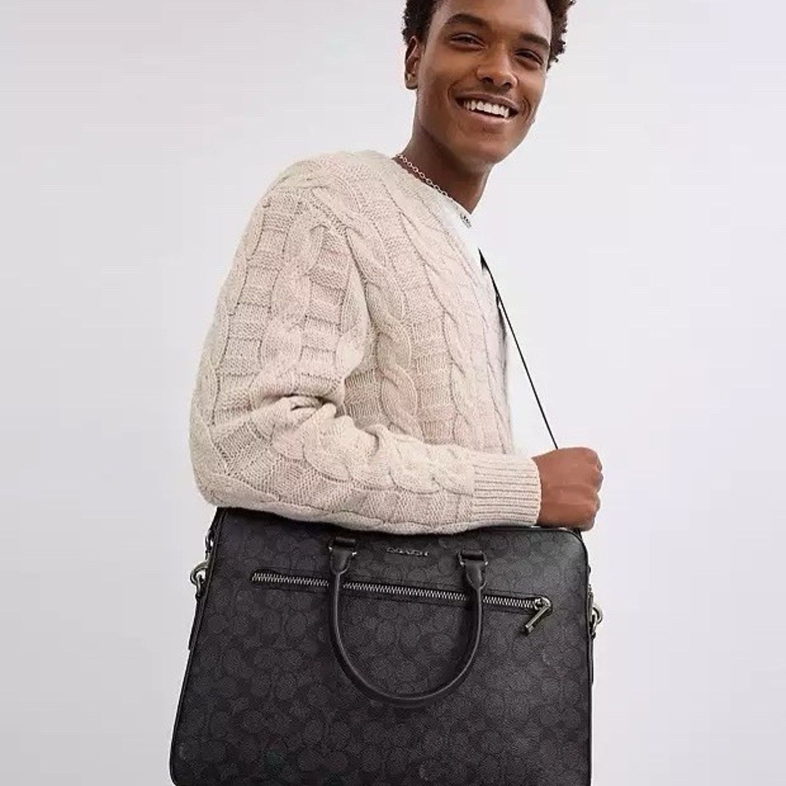 Coach NWT Coach Ethan Slim Brief Signature Canvas Black CV917 Size ONE SIZE - 8 Thumbnail