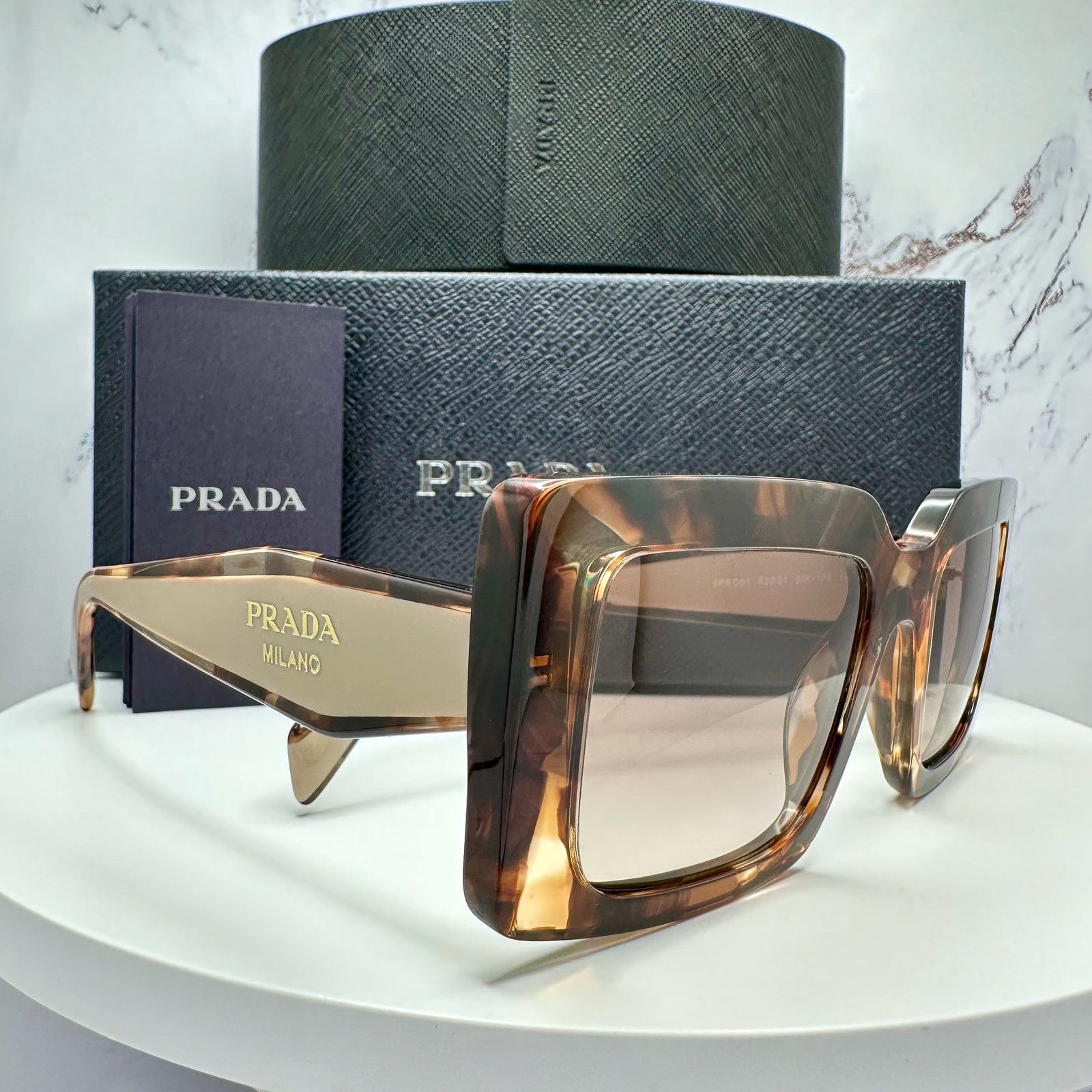 Prada New PRADA Sunglasses Brown Beige Caramel Gold Symbole Size ONE SIZE - 24 Thumbnail