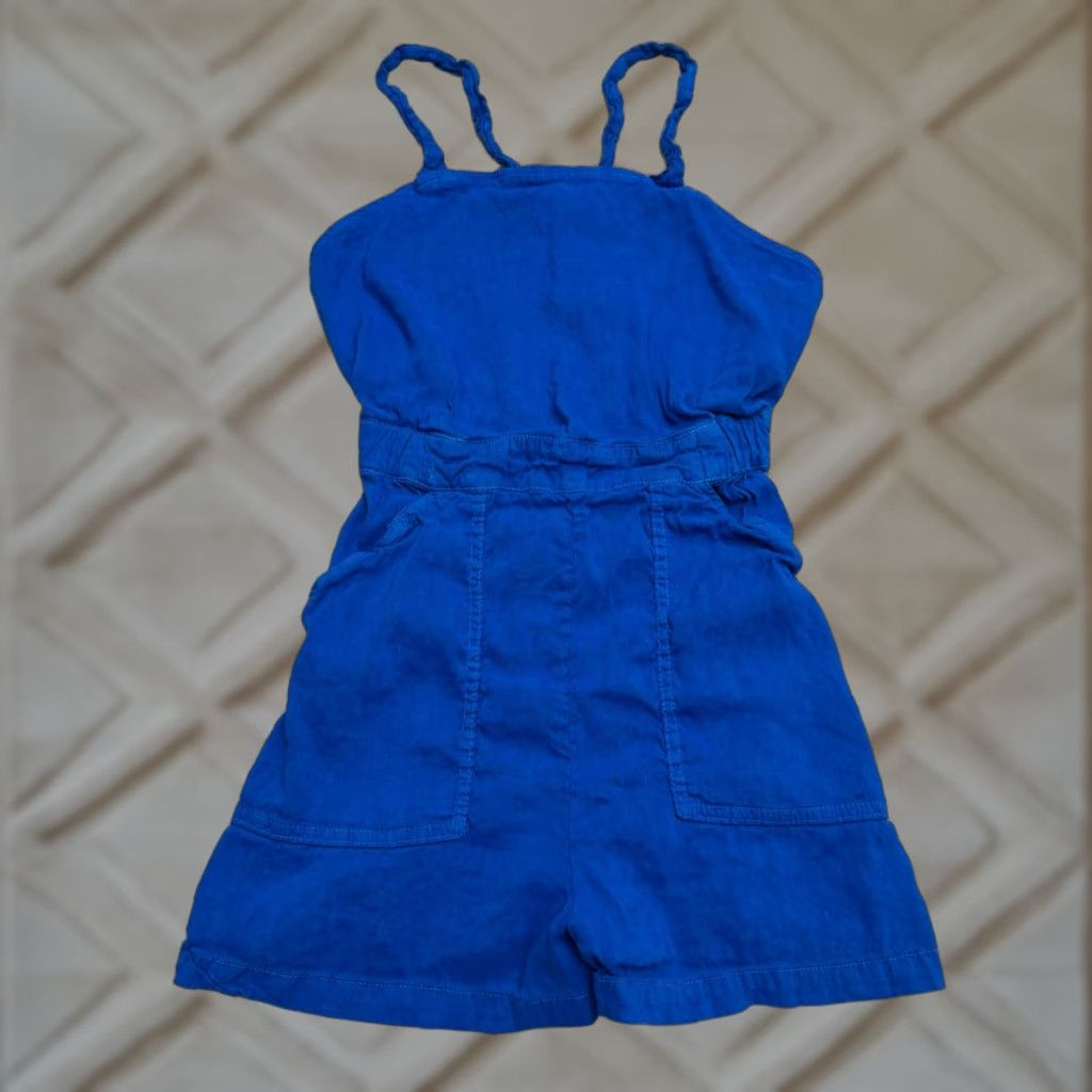 Zara Zara Linen Blend Backless Romper Womens XS Royal Blue Strappy Playsuit Summer Size 26" / US 2 / IT 38 - 1 Thumbnail