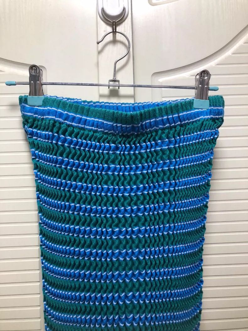 Issey Miyake Issey Miyake Blue and green patchwork sponge knitted semi- Size 31" - 3 Thumbnail