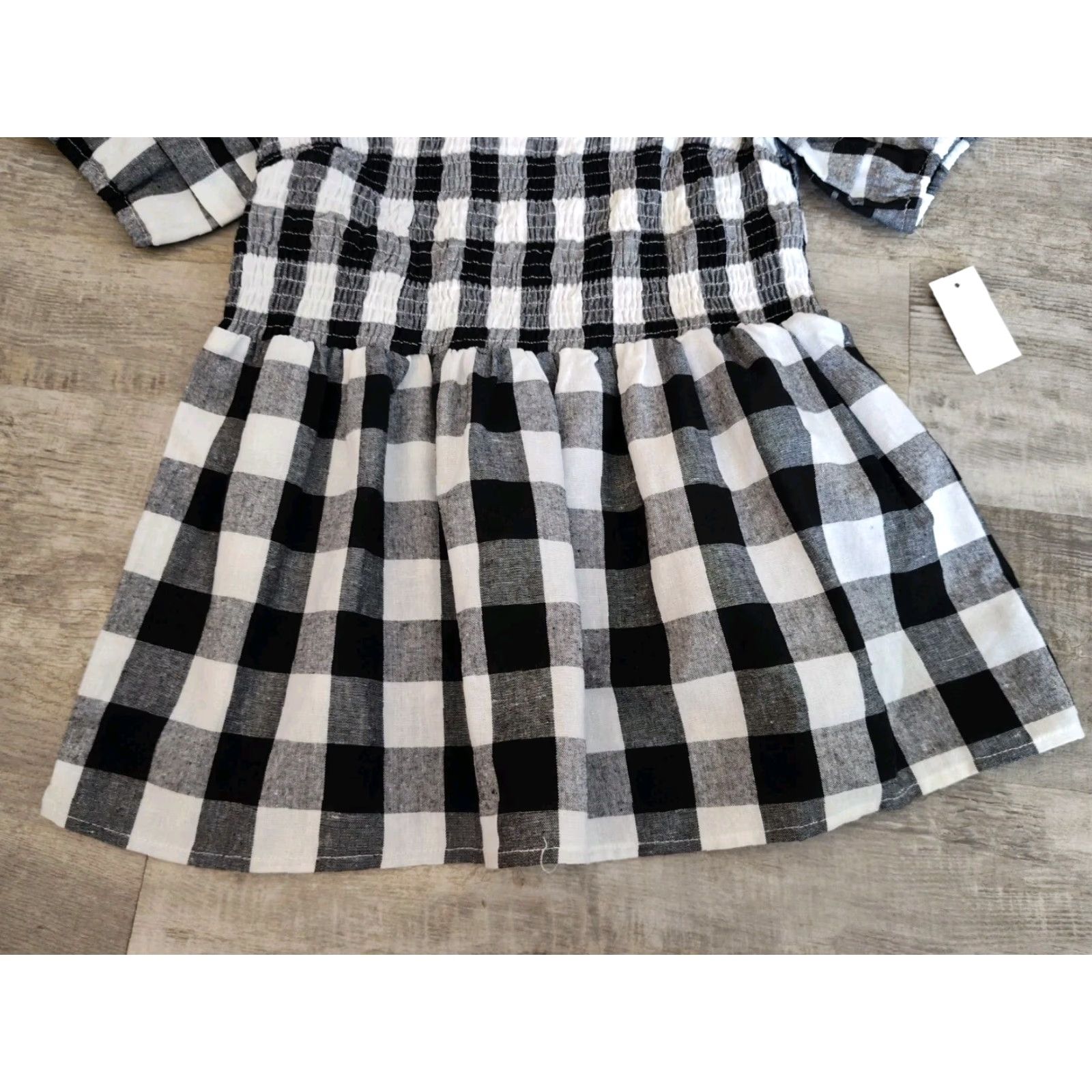 Vintage Grace+Karma Top Womens M Gingham Top Smocked Puff Sleeve Checker Plaid NWT Size M / US 6-8 / IT 42-44 - 3 Thumbnail