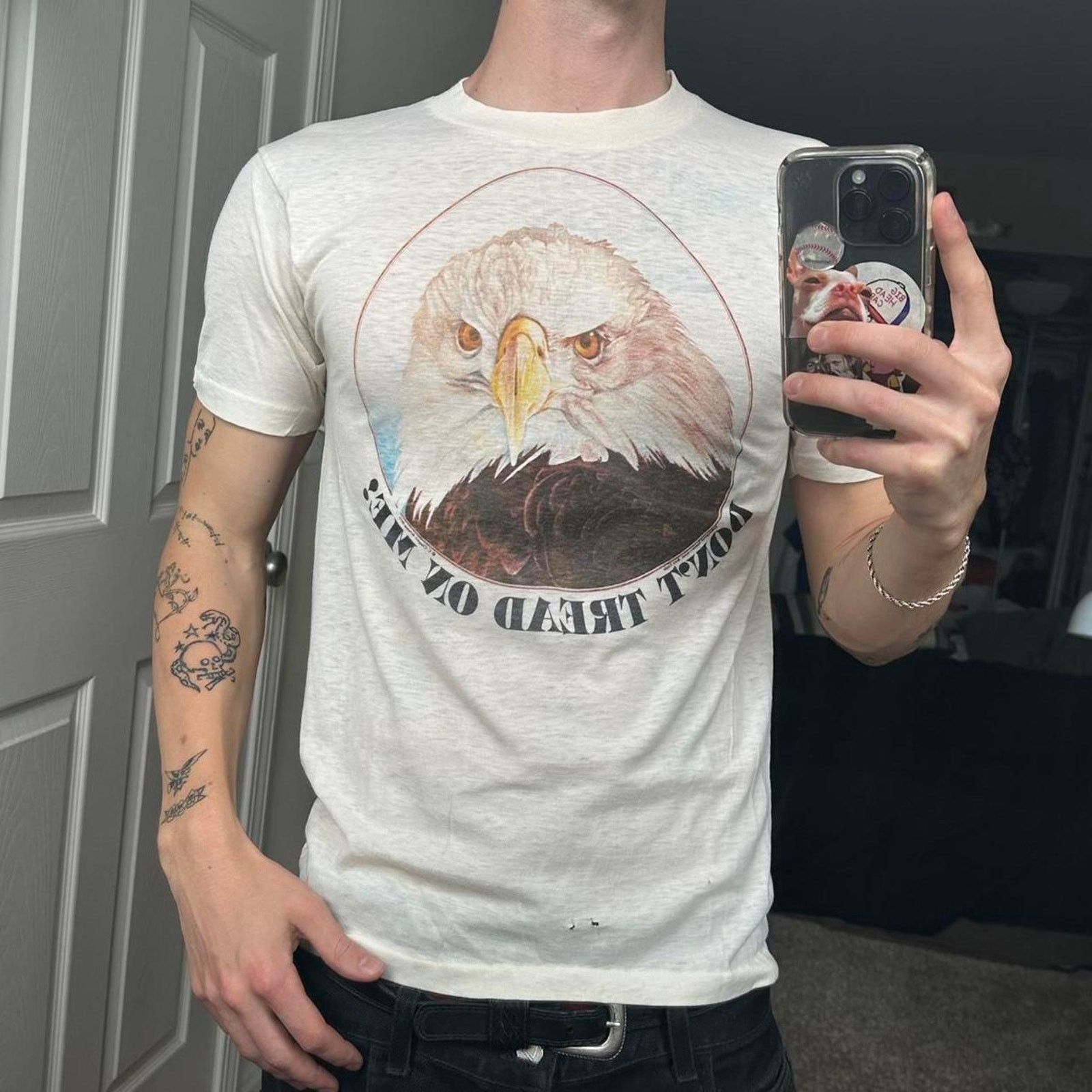 Vintage Vintage 70s Don’t Tread On Me War Bald Eagle Graphic Shirt Size US M / EU 48-50 / 2 - 8 Thumbnail
