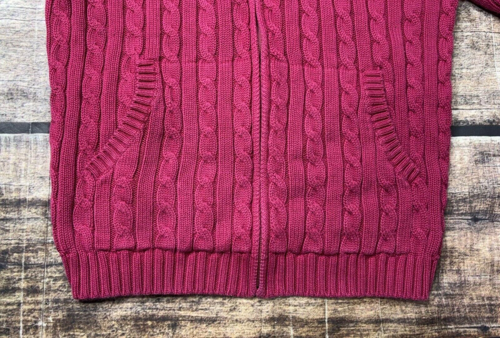 L.L. Bean LL Bean Sweater Girl Large 14/16 Cable Knit Full Zip Pockets Size L / US 10 / IT 46 - 5 Thumbnail
