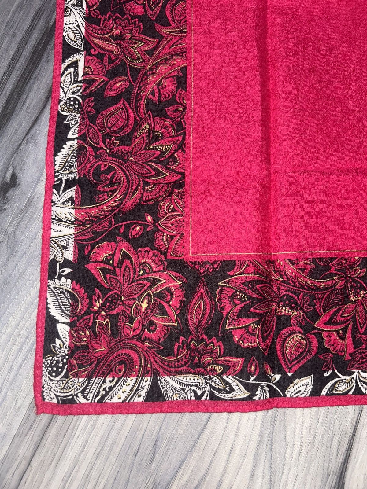 Yves Saint Laurent Vintage YSL Pink & Black Paisley Pattern Cotton Handkerchief Size ONE SIZE - 6 Thumbnail