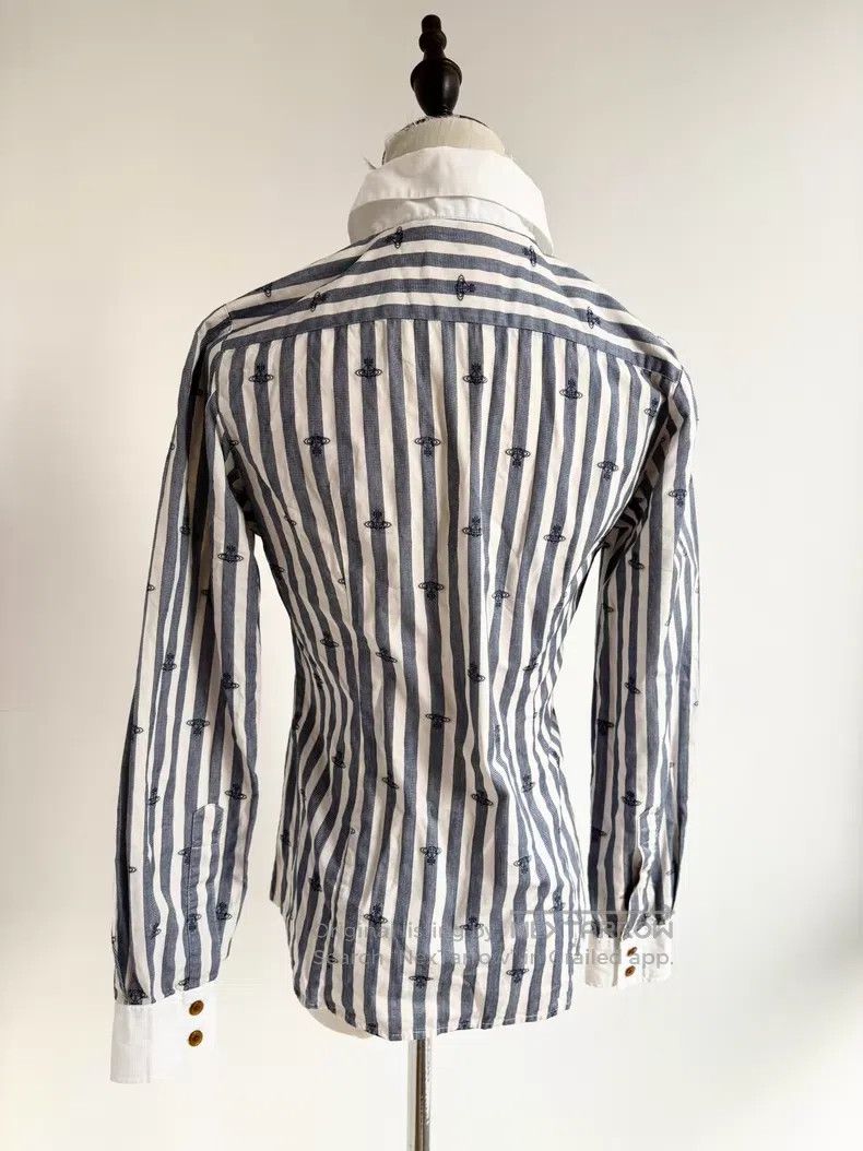 Vivienne Westwood Vivienne Westwood Blue Striped Embroidered Saturn Shirt Size M / US 6-8 / IT 42-44 - 5 Thumbnail