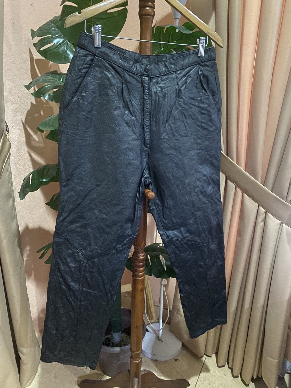 Leather Vintage Black Genuine Leather Trousers Paneled Moto Pants Size US 30 / EU 46 - 3 Thumbnail