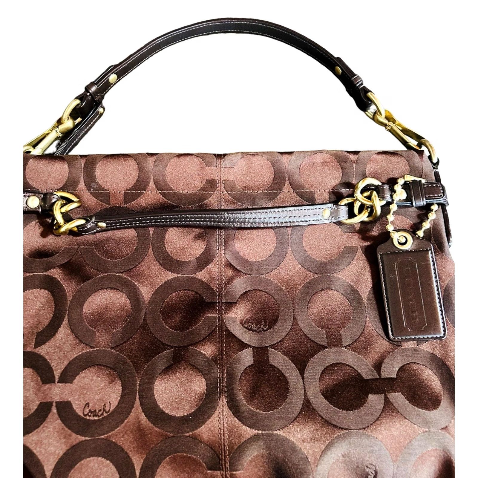 Coach VINTAGE Coach Madison Julianne Purse Tote Satchel Leather/Fabric C Monogram Logo Women’s Size ONE SIZE - 6 Thumbnail
